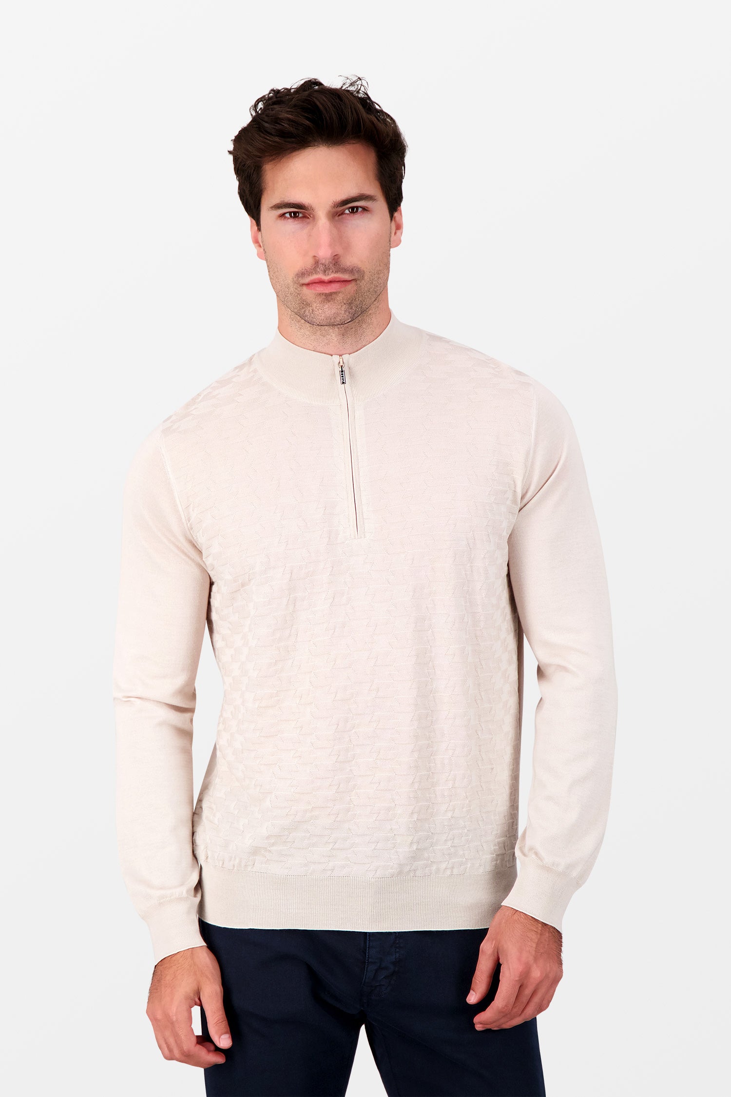 Zilli Beige Turtleneck Zip Sweater