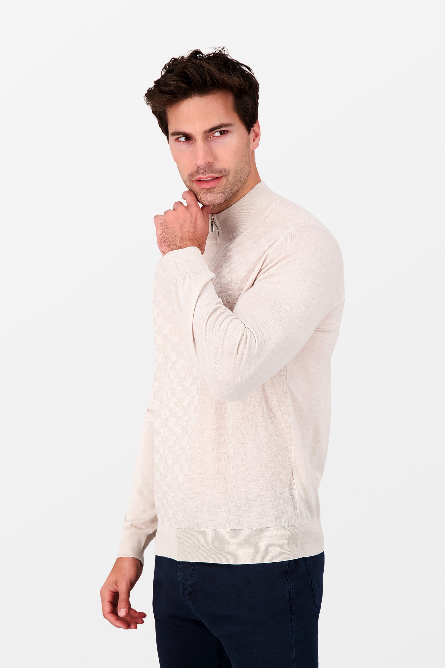 Zilli Beige Turtleneck Zip Sweater