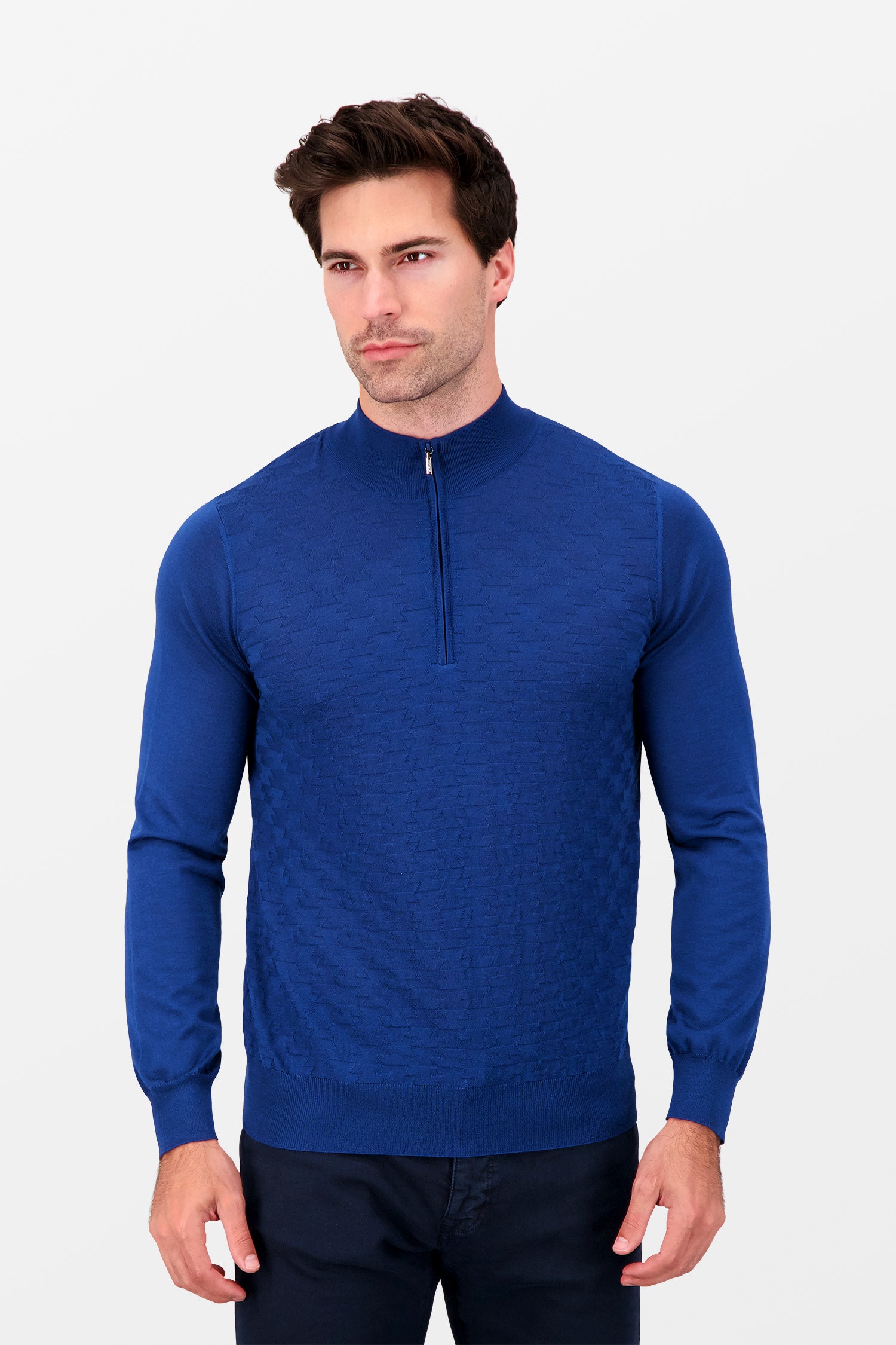 Zilli Blue Turtleneck Zip Sweater