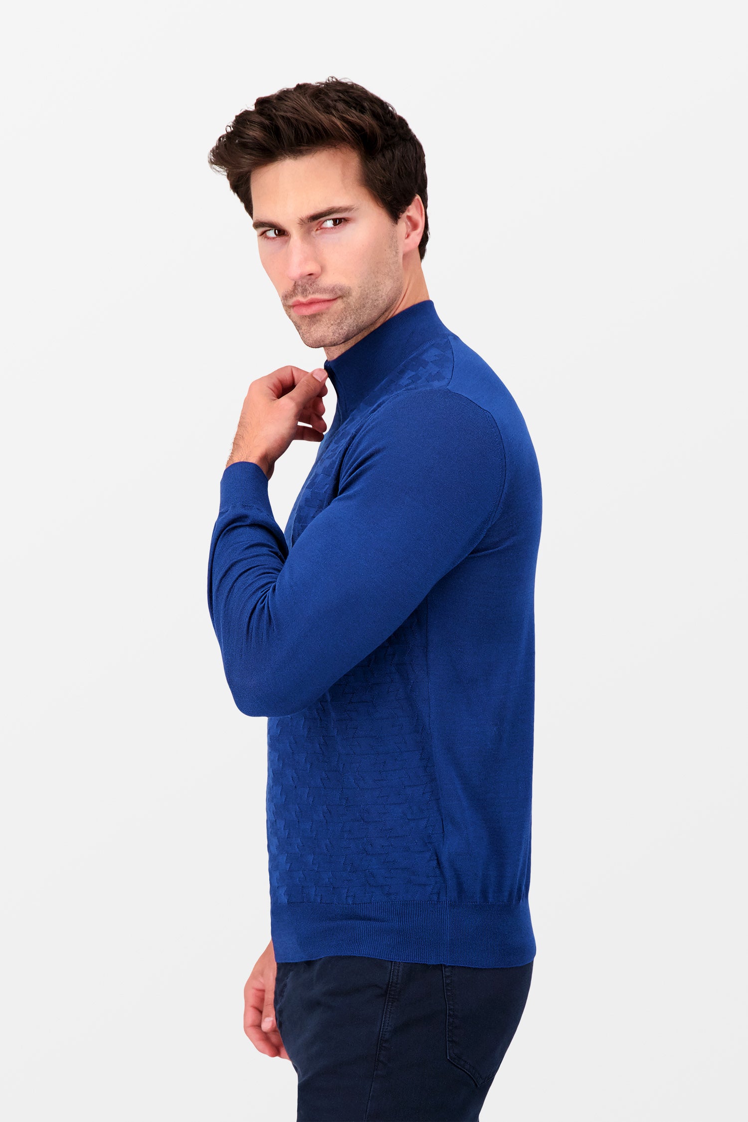 Zilli Blue Turtleneck Zip Sweater
