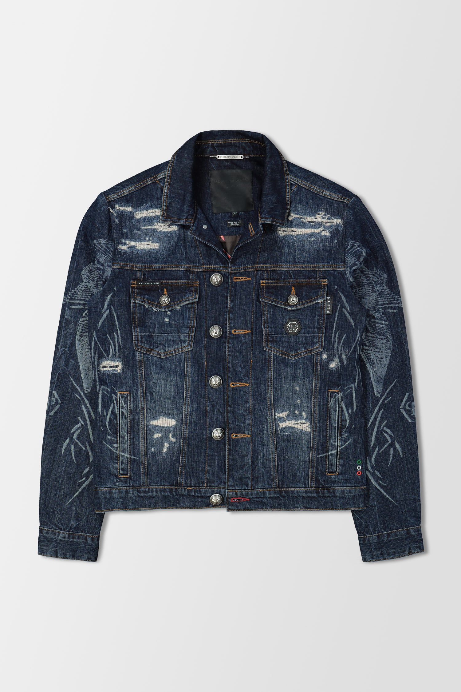 Philipp Plein Dark Blue Denim Jacket Psychosocial