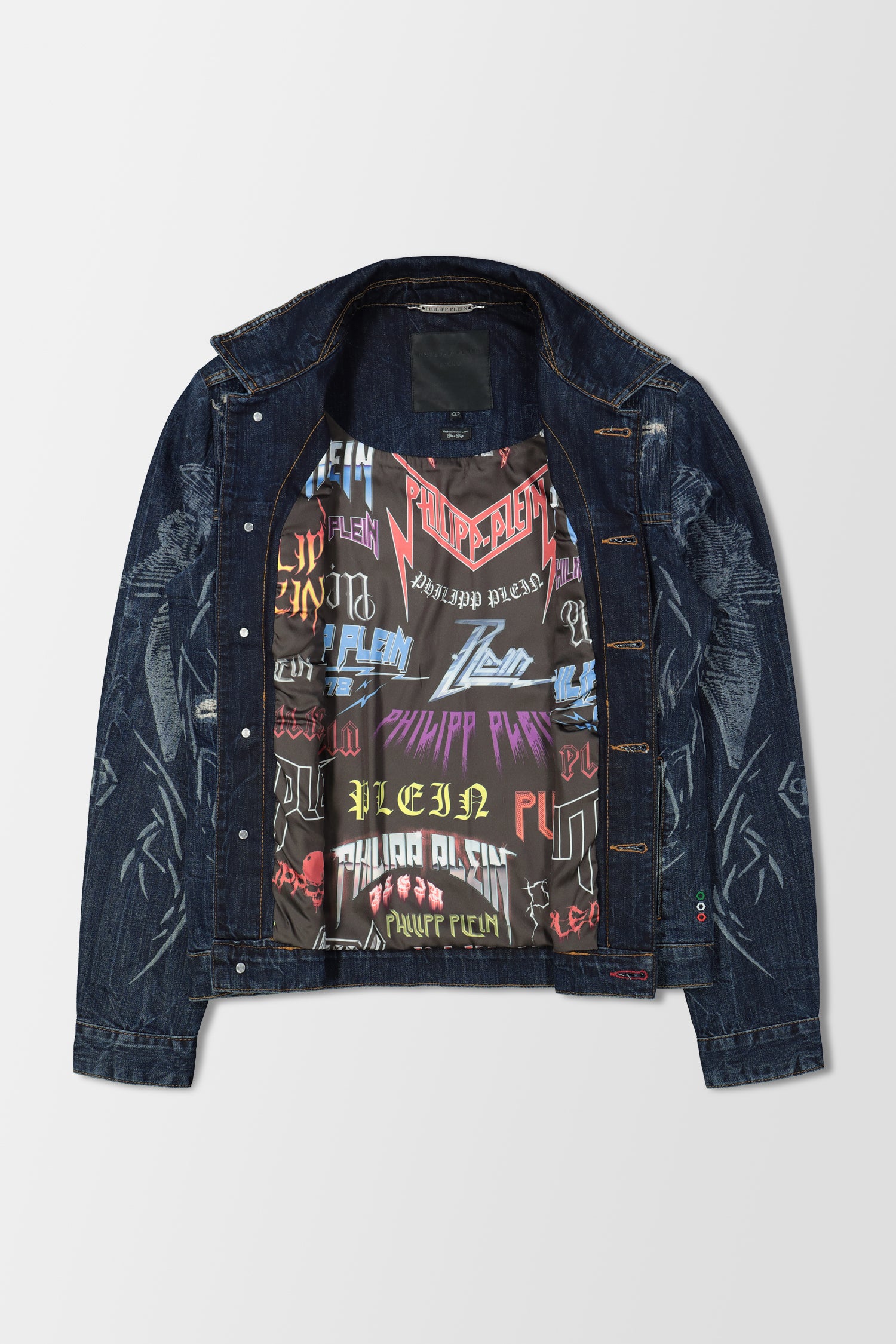 Philipp Plein Dark Blue Denim Jacket Psychosocial