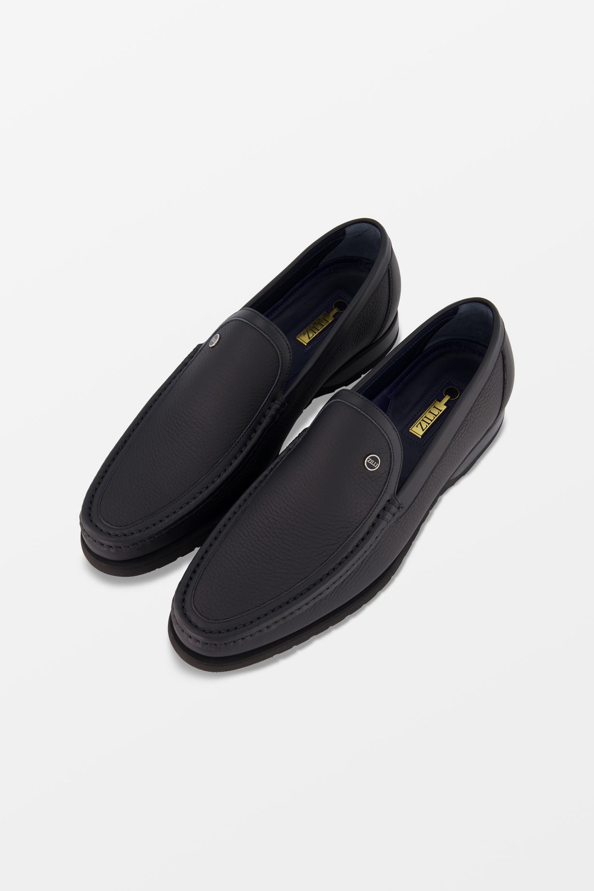 Authentic ZILLI Handmade Italian Black Leather Loafers 44 1/2 Slip On Zilli Calf Leather Slip-On Sneakers – Top Shelf Apparel main image 3