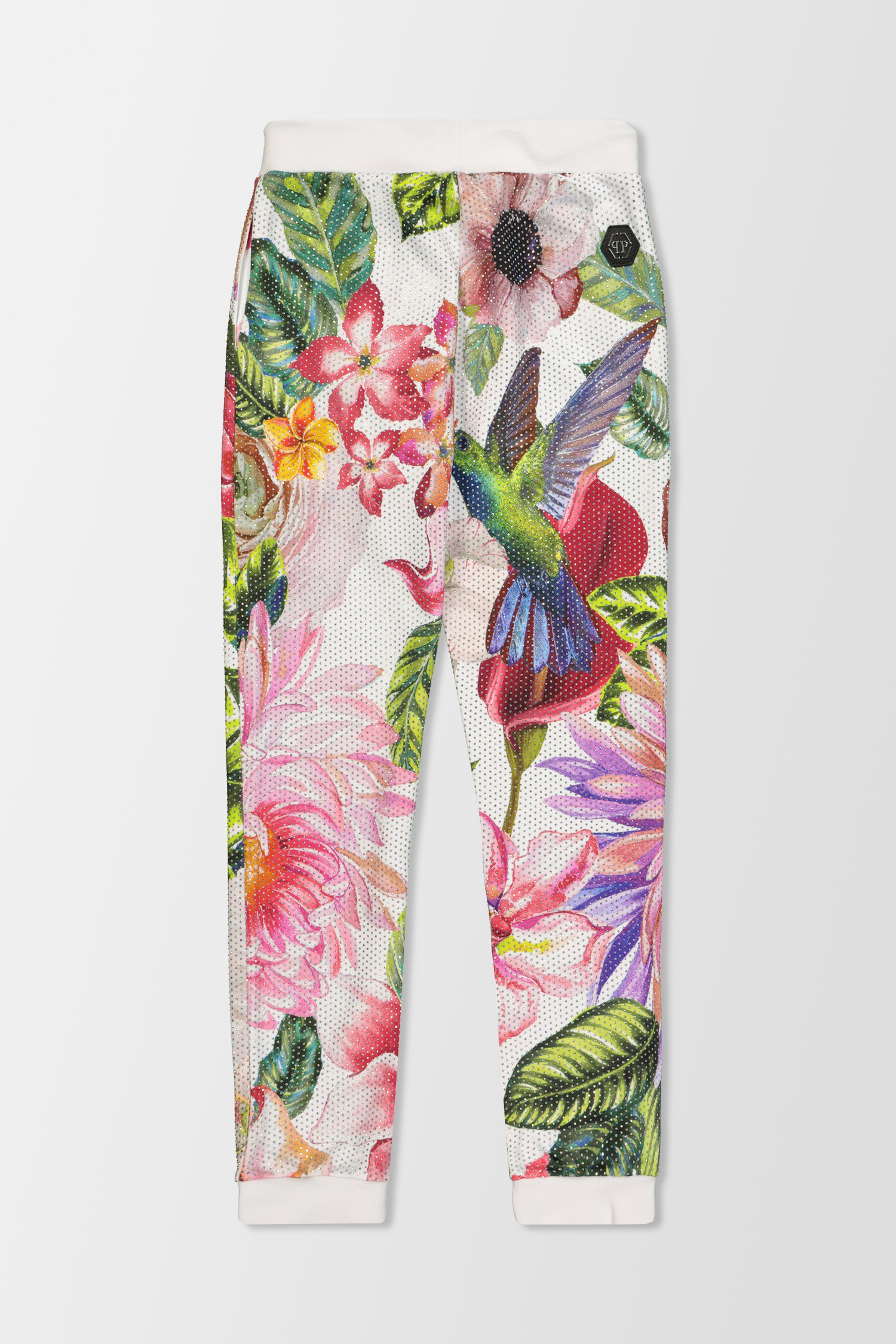 Philipp Plein White Flowers Jogging Trousers