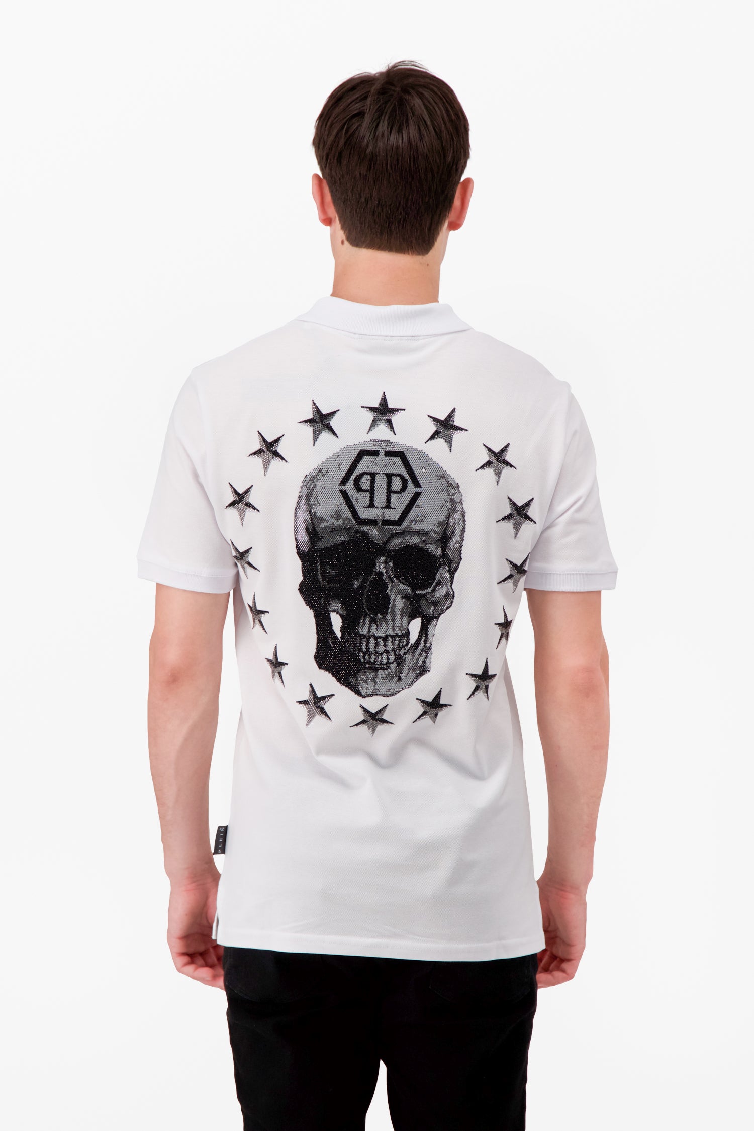 Philipp Plein White Stars and Skull Polo
