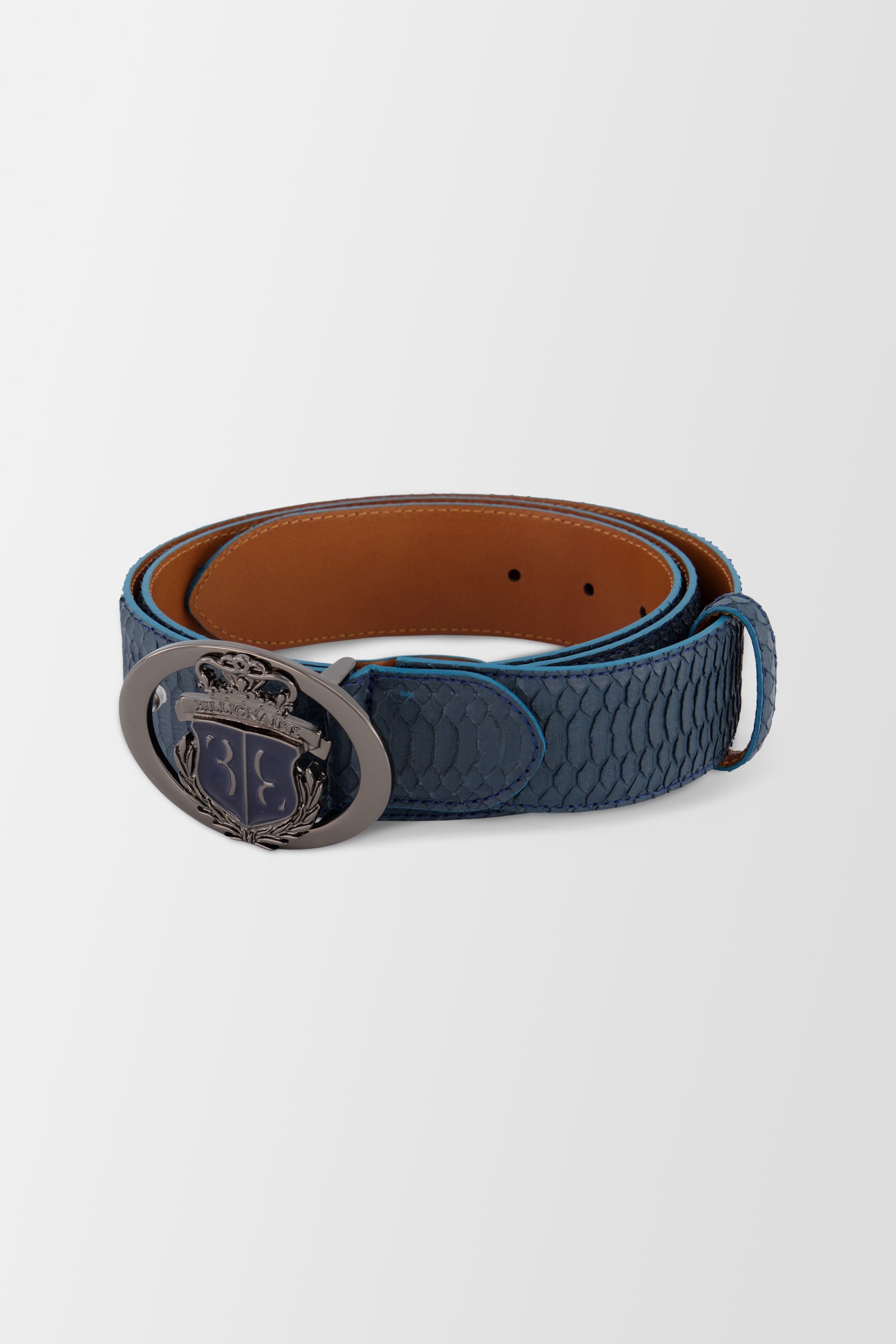 Billionaire Dark Blue Elaphe Belt Crest