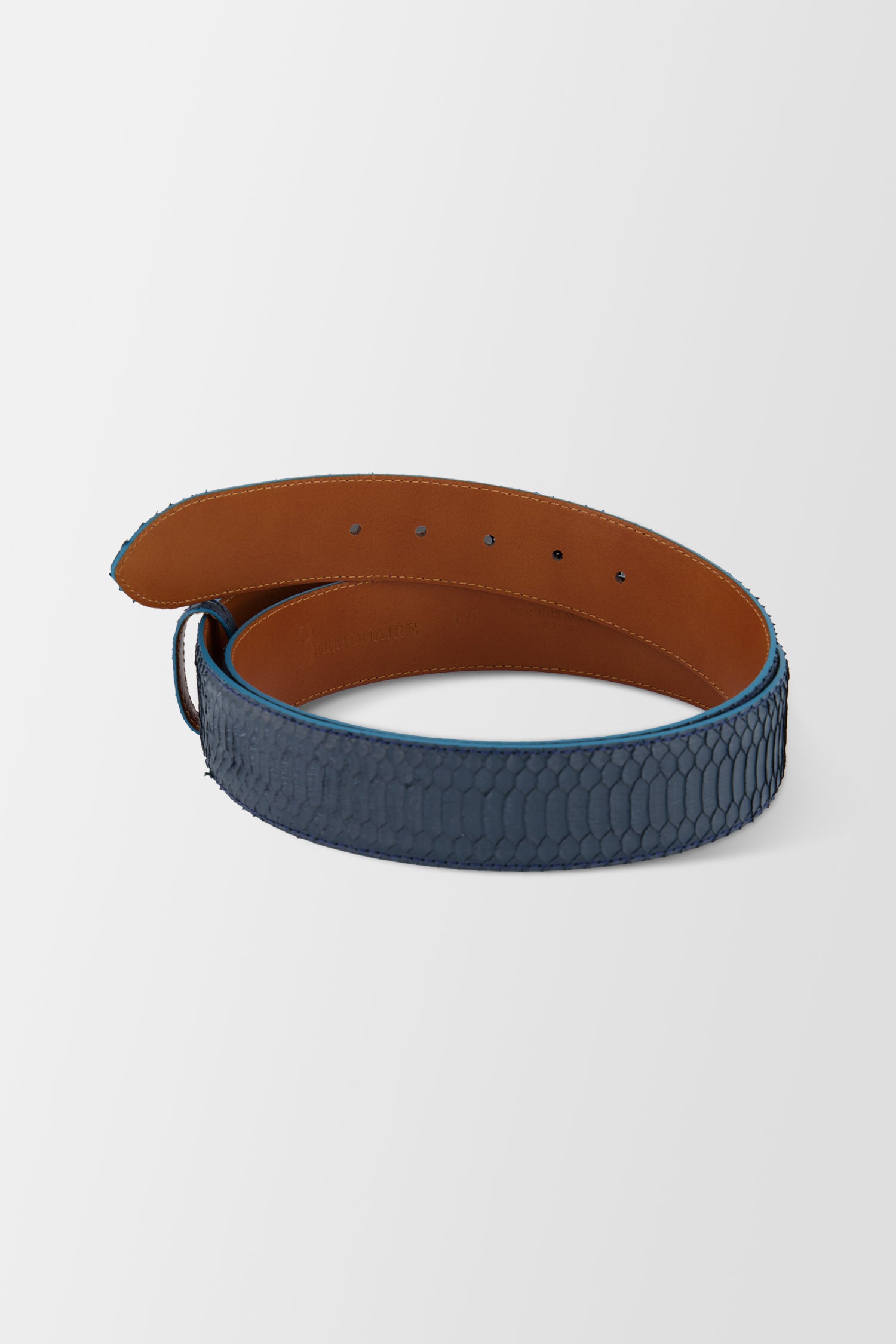 Billionaire Dark Blue Elaphe Belt Crest