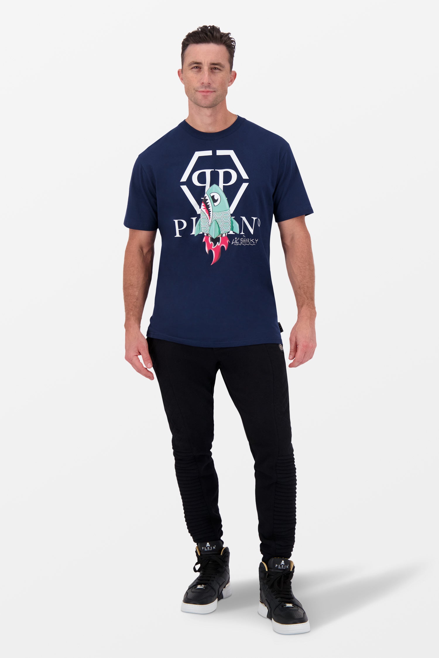 Philipp Plein Navy Round Neck SS Monster T-Shirt