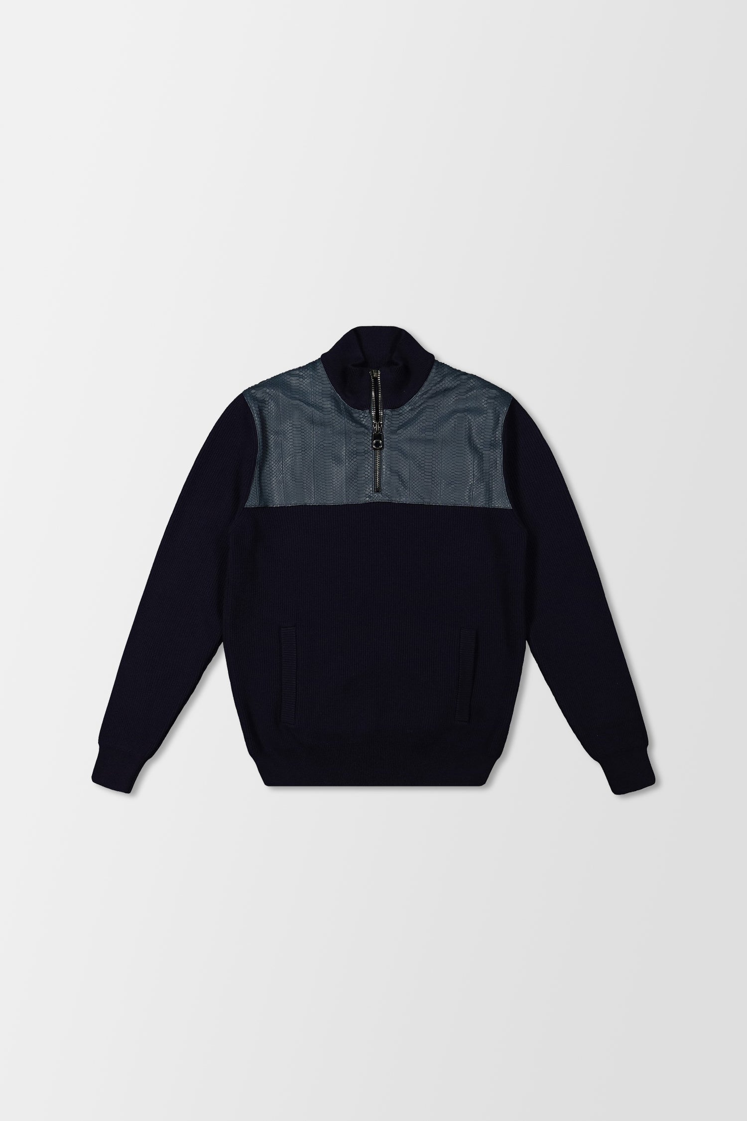 Pull de luxe milliardaire bleu foncé zippé