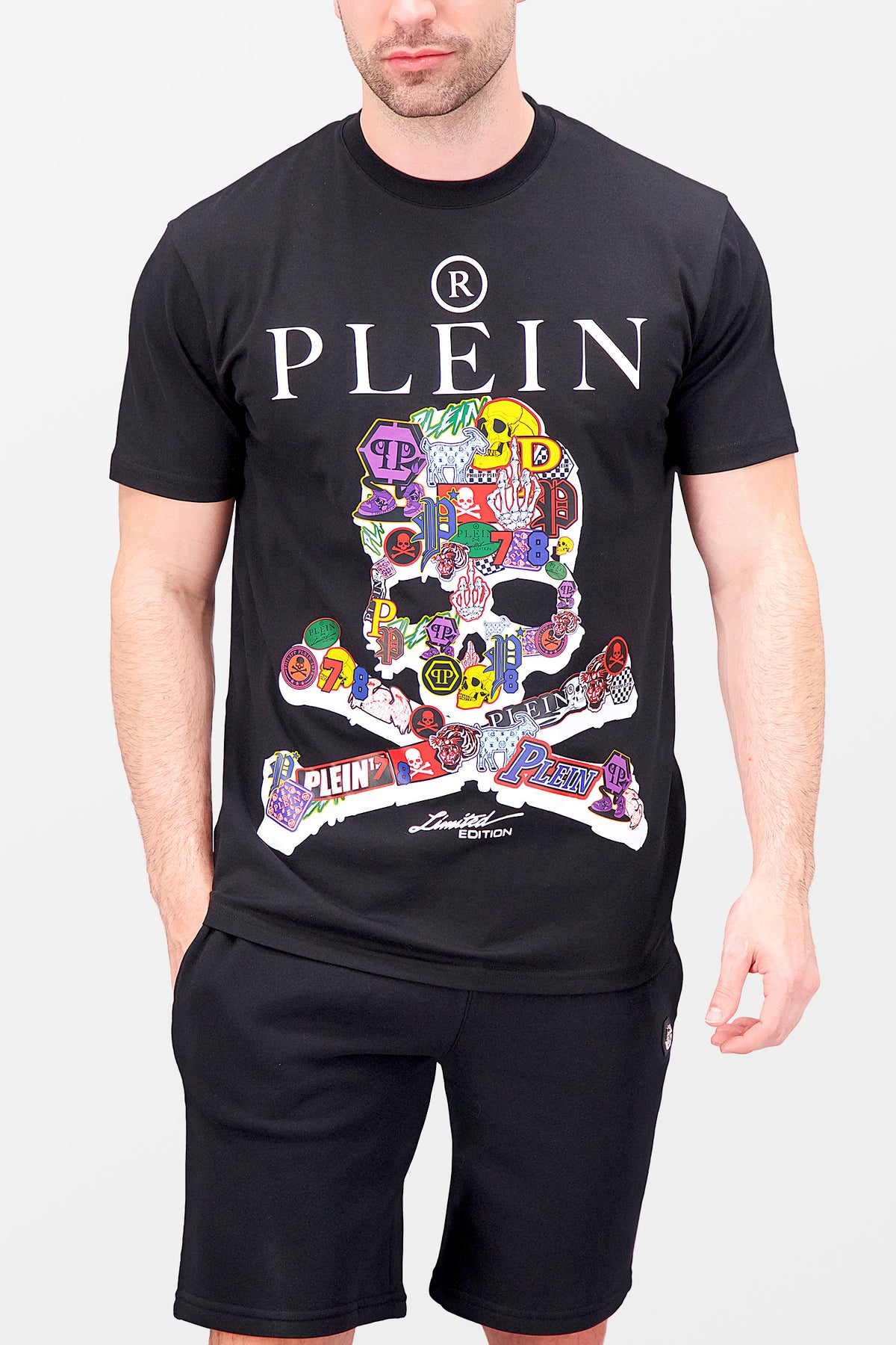 T-shirt Philipp Plein noir col rond imprimé tête de mort