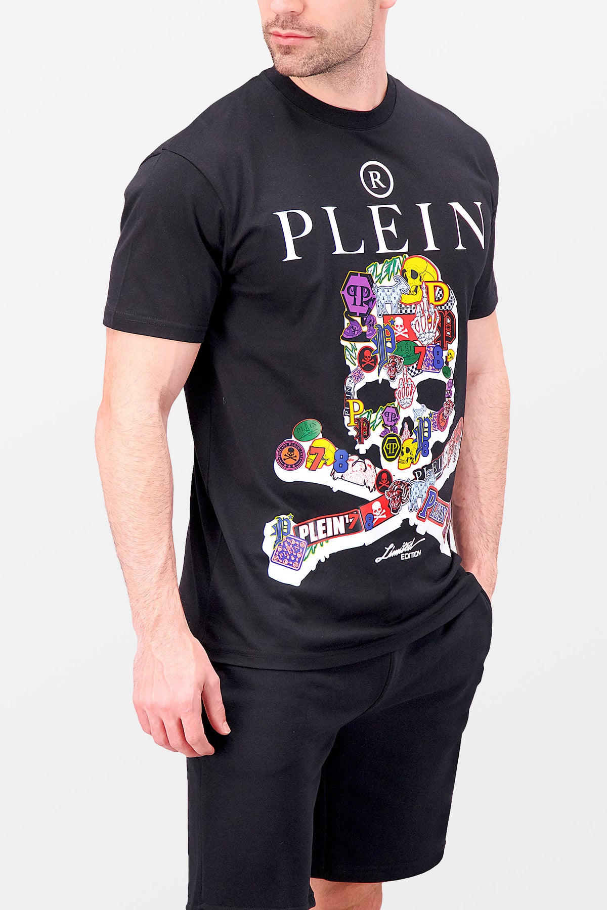 T-shirt Philipp Plein noir col rond imprimé tête de mort