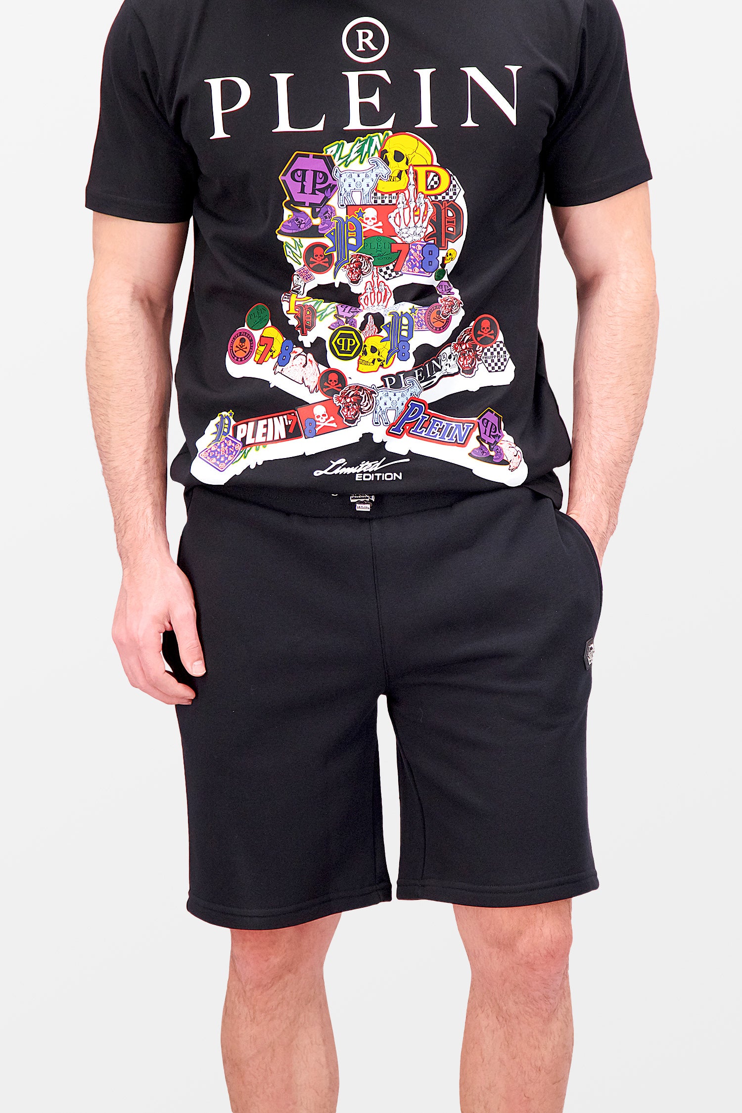 Short de jogging noir Philipp Plein Iconic Plein