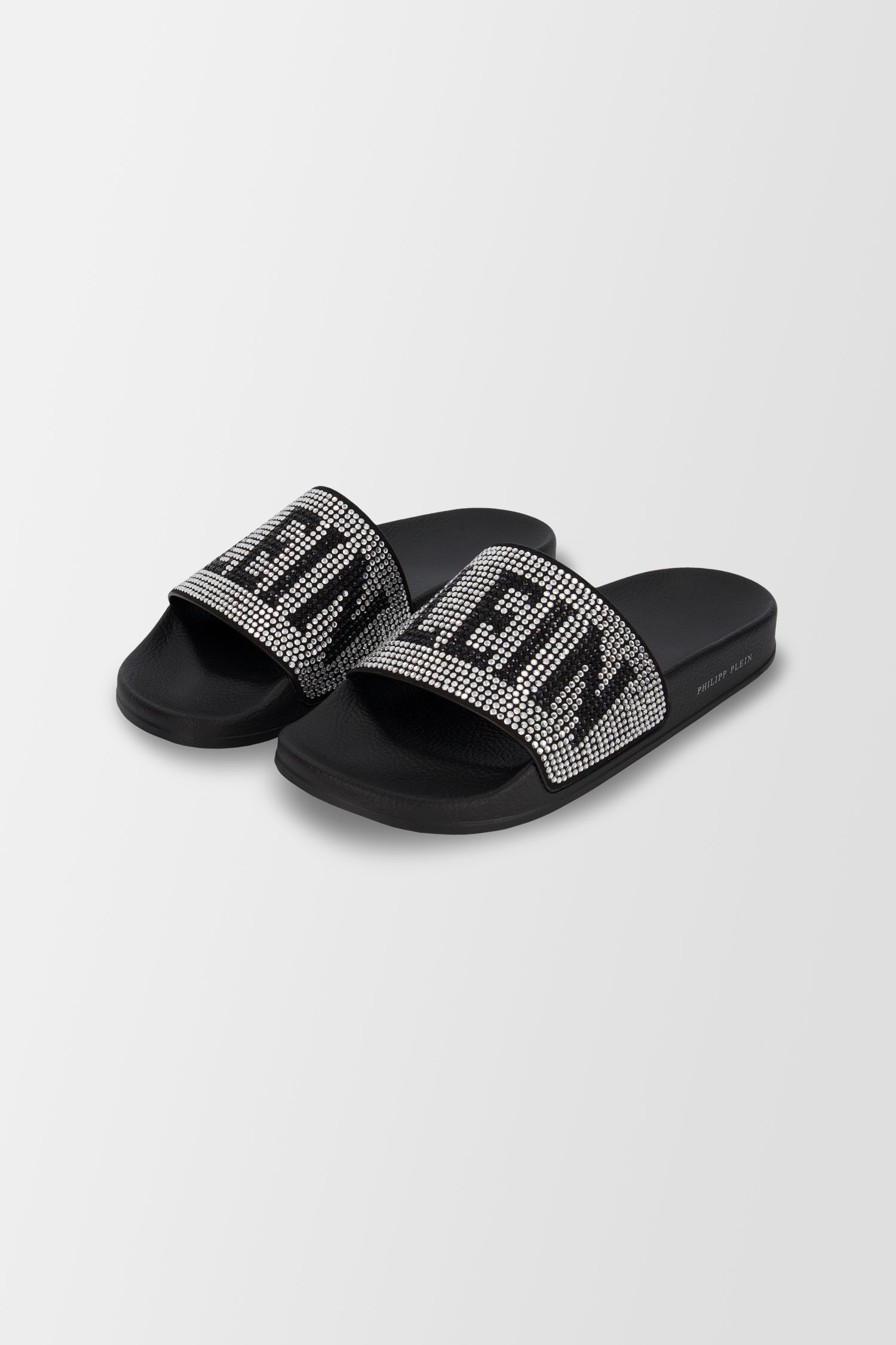 Philipp Plein Black Crystal Plein Flat Gummy Slides