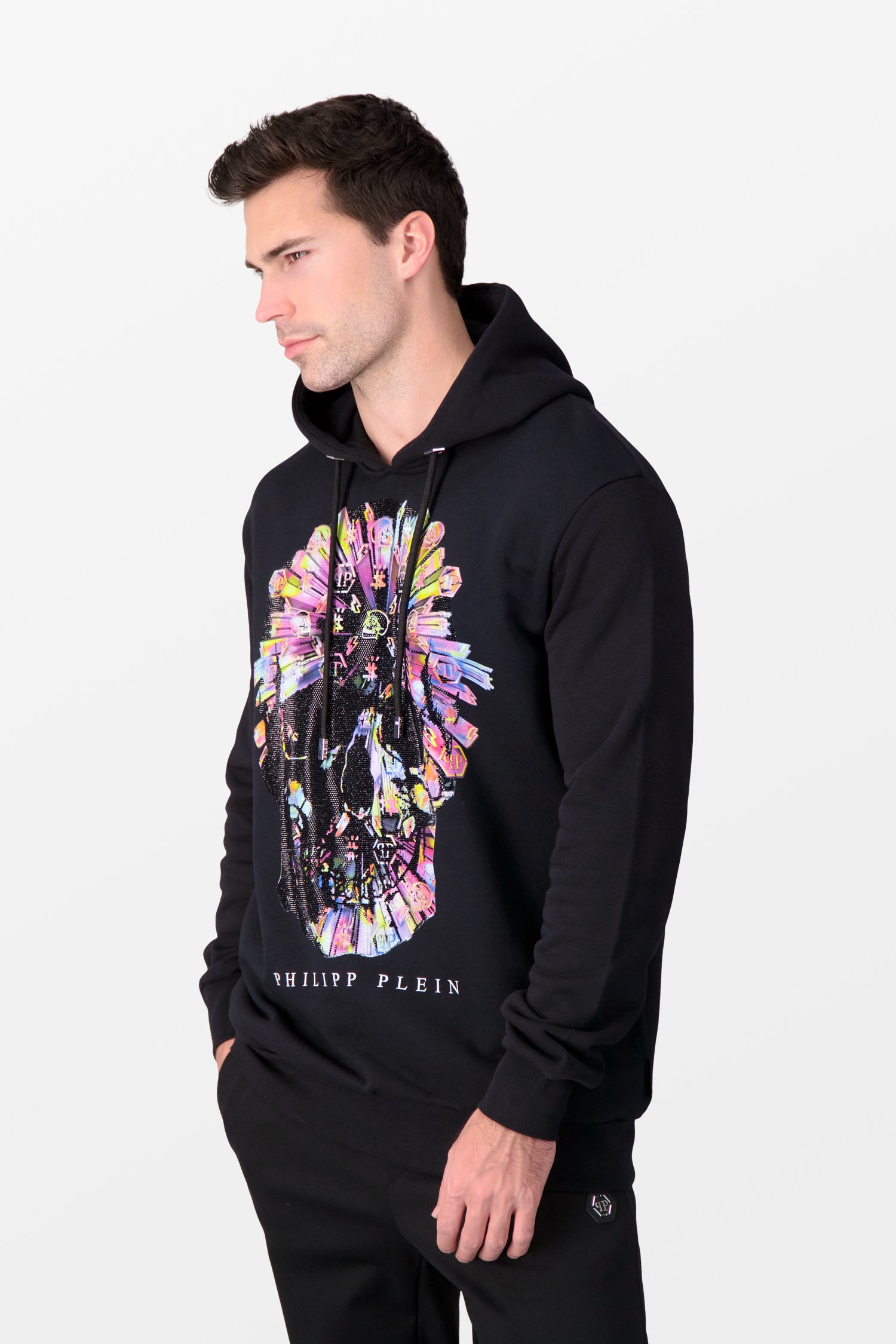 Philipp Plein Multicolor Skull Black Hoodie
