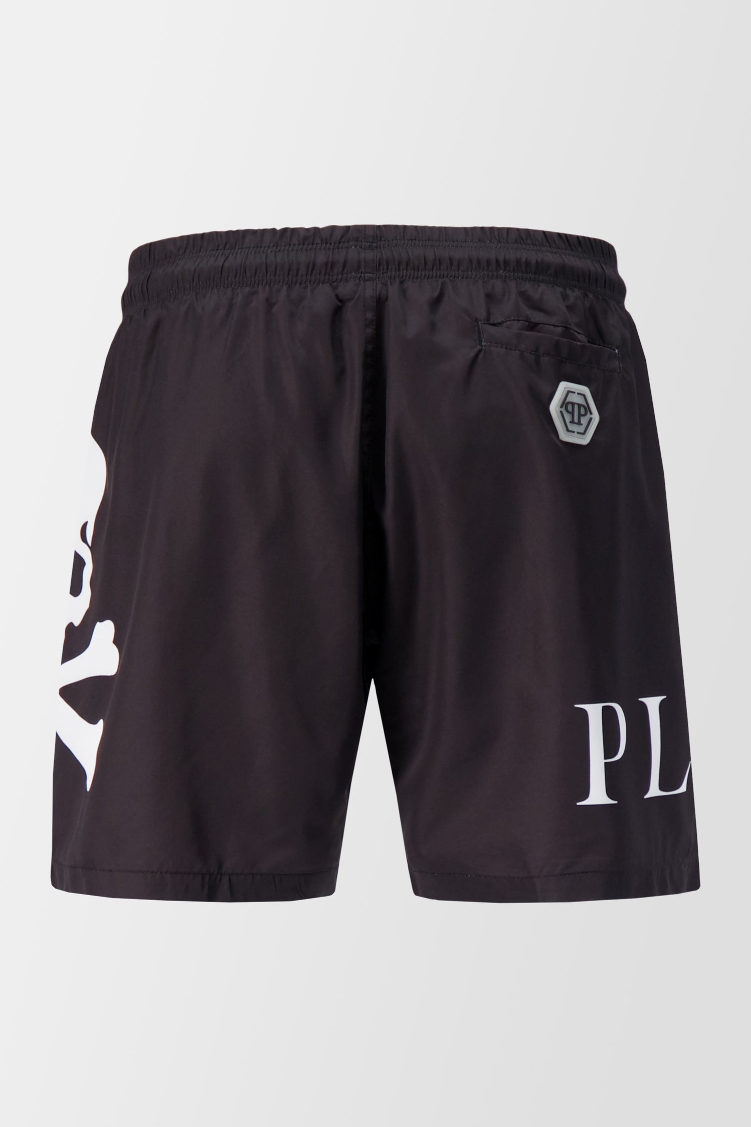 Philipp Plein Black Skull and Plein Beachwear Shorts