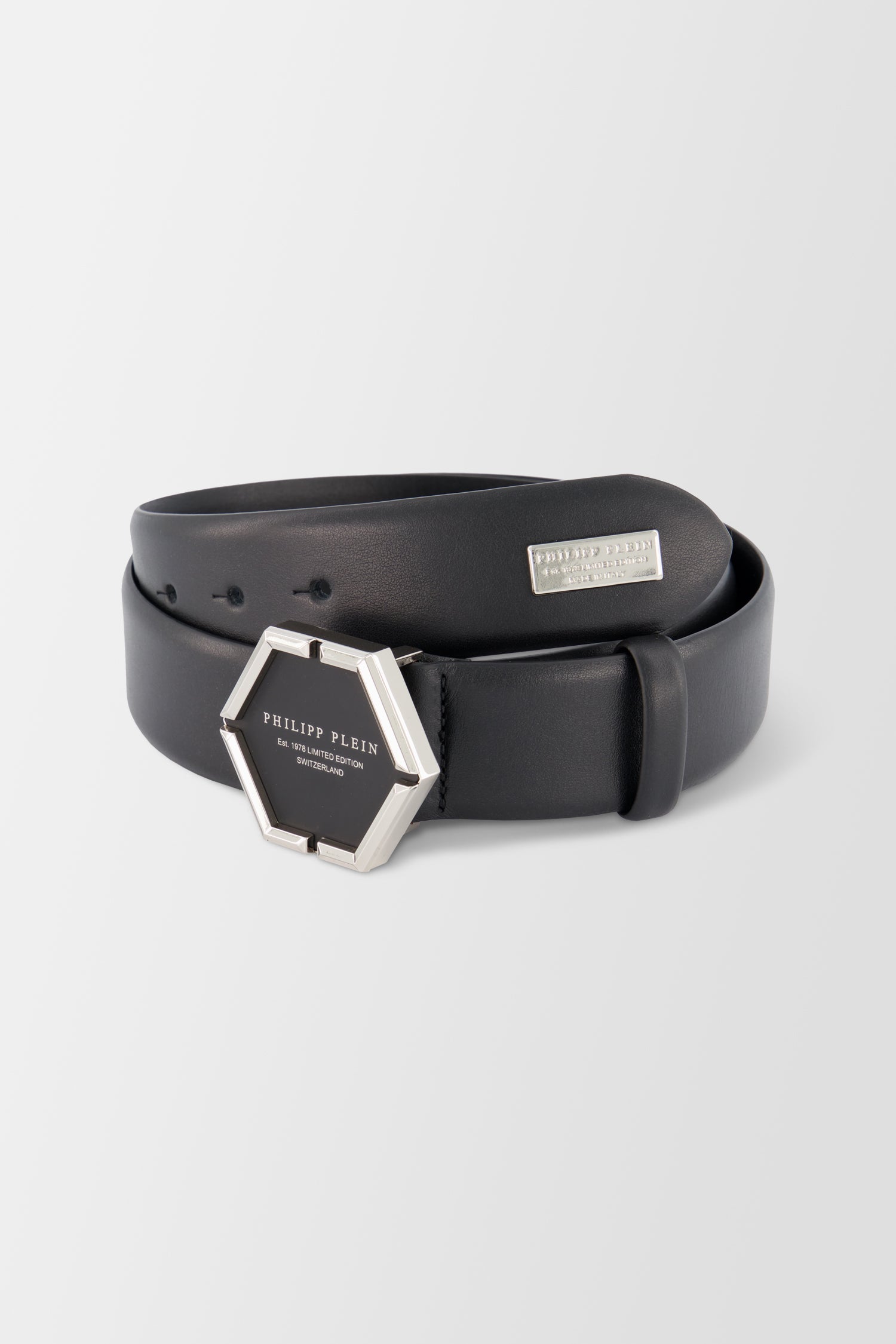 Philipp Plein Black Leather Belt