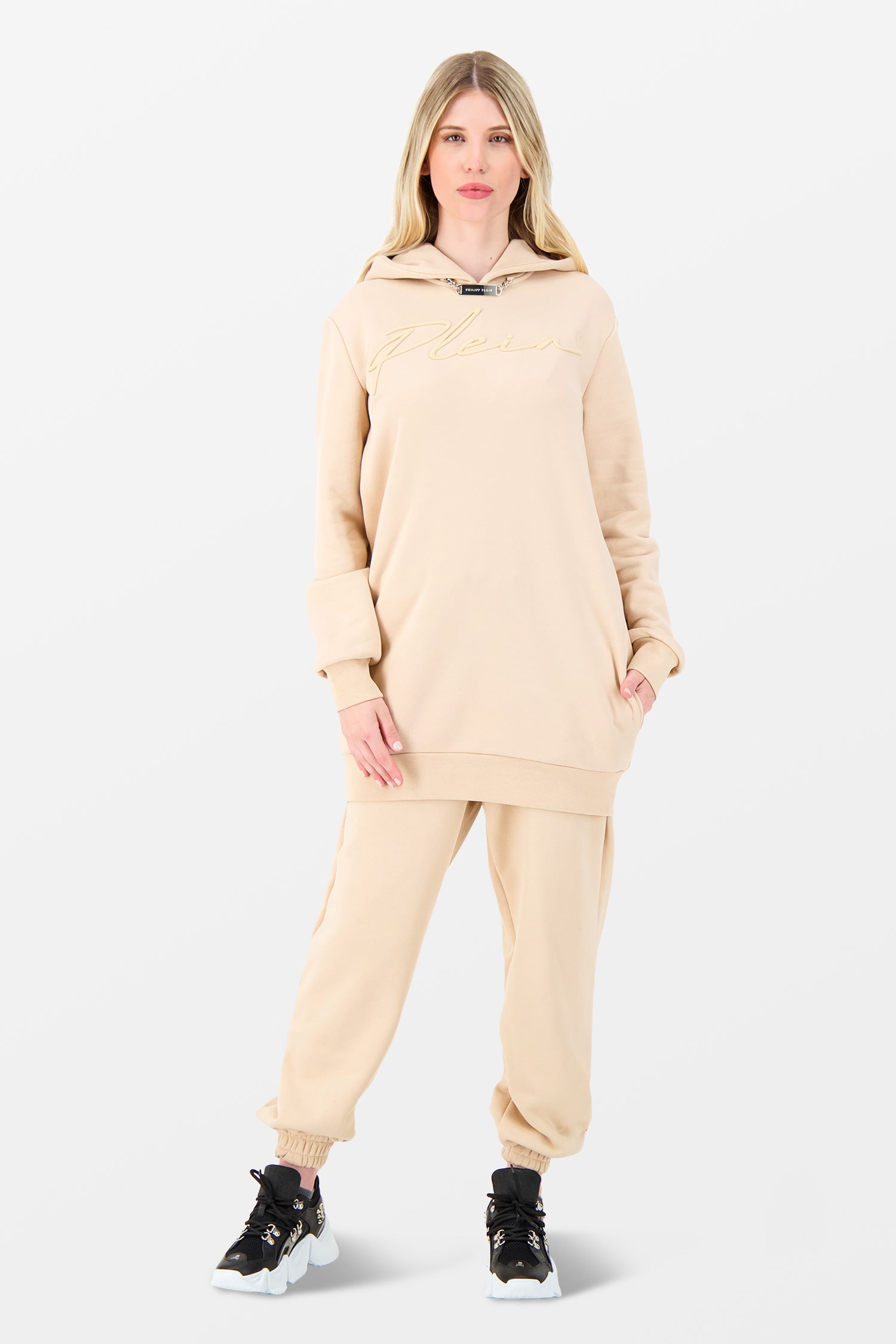 Philipp Plein Beige Embroidery Signature Trousers