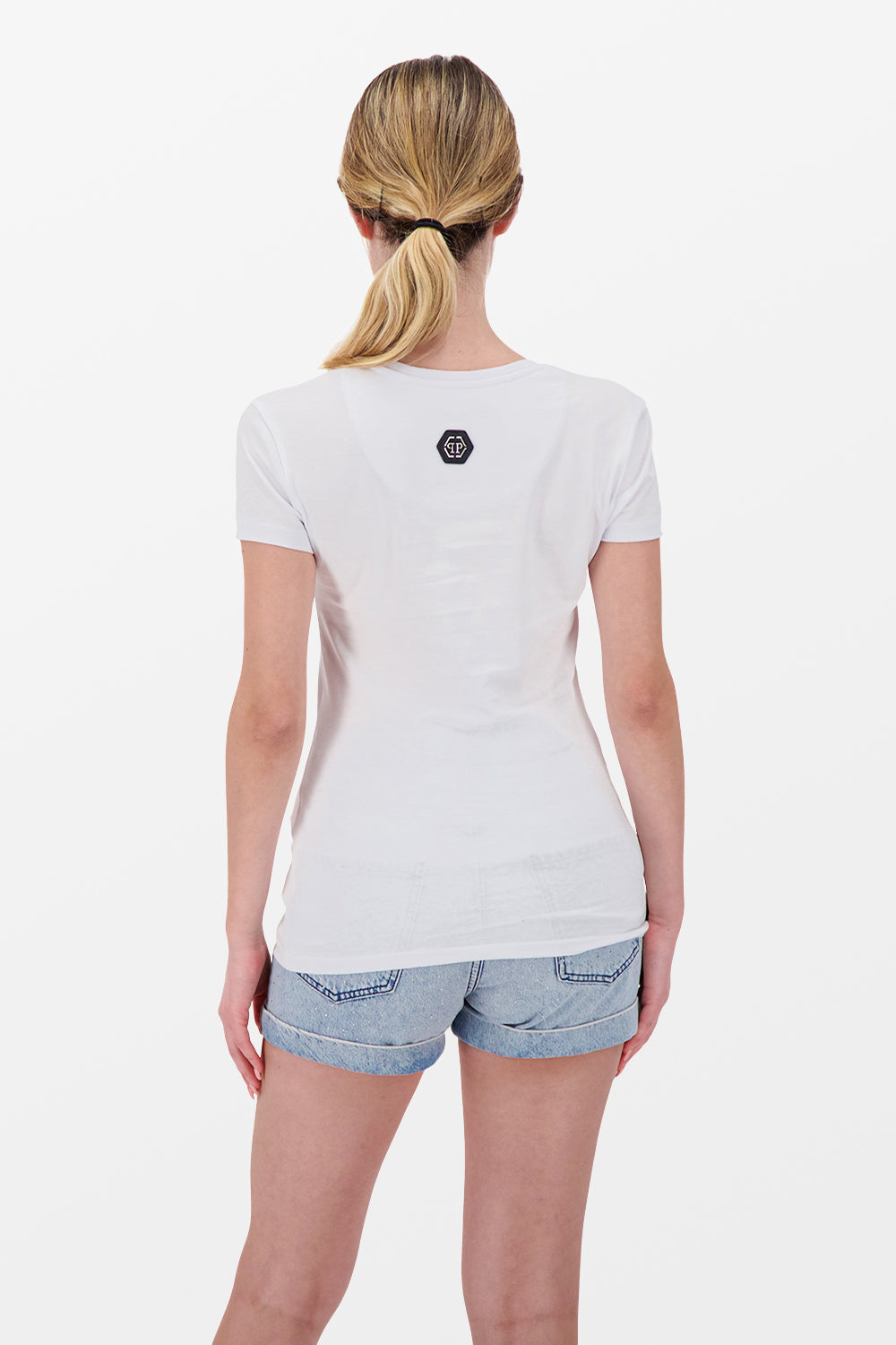 Philipp Plein White Round Neck SS Flowers T-Shirt