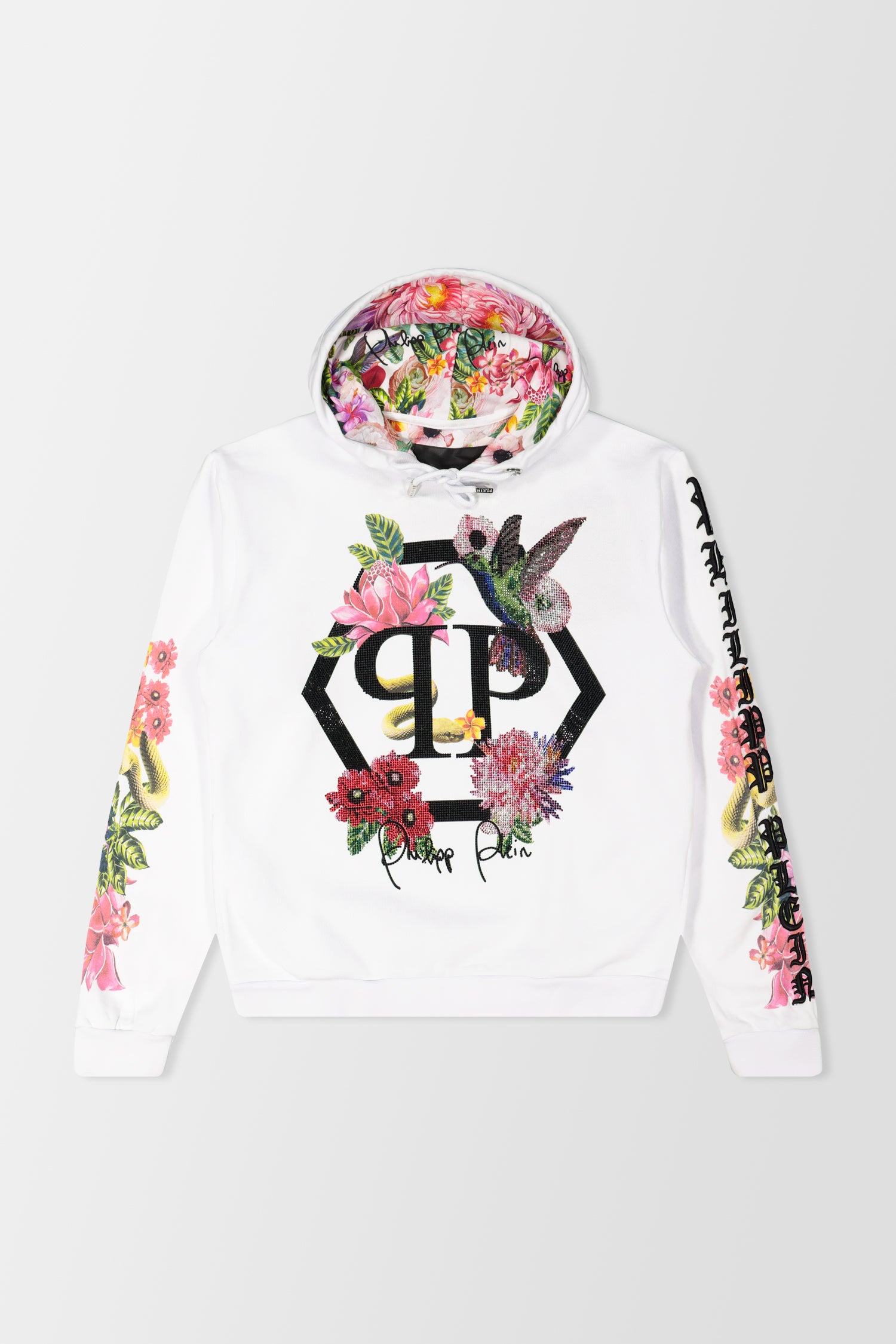 Philipp Plein White Flowers Hoodie