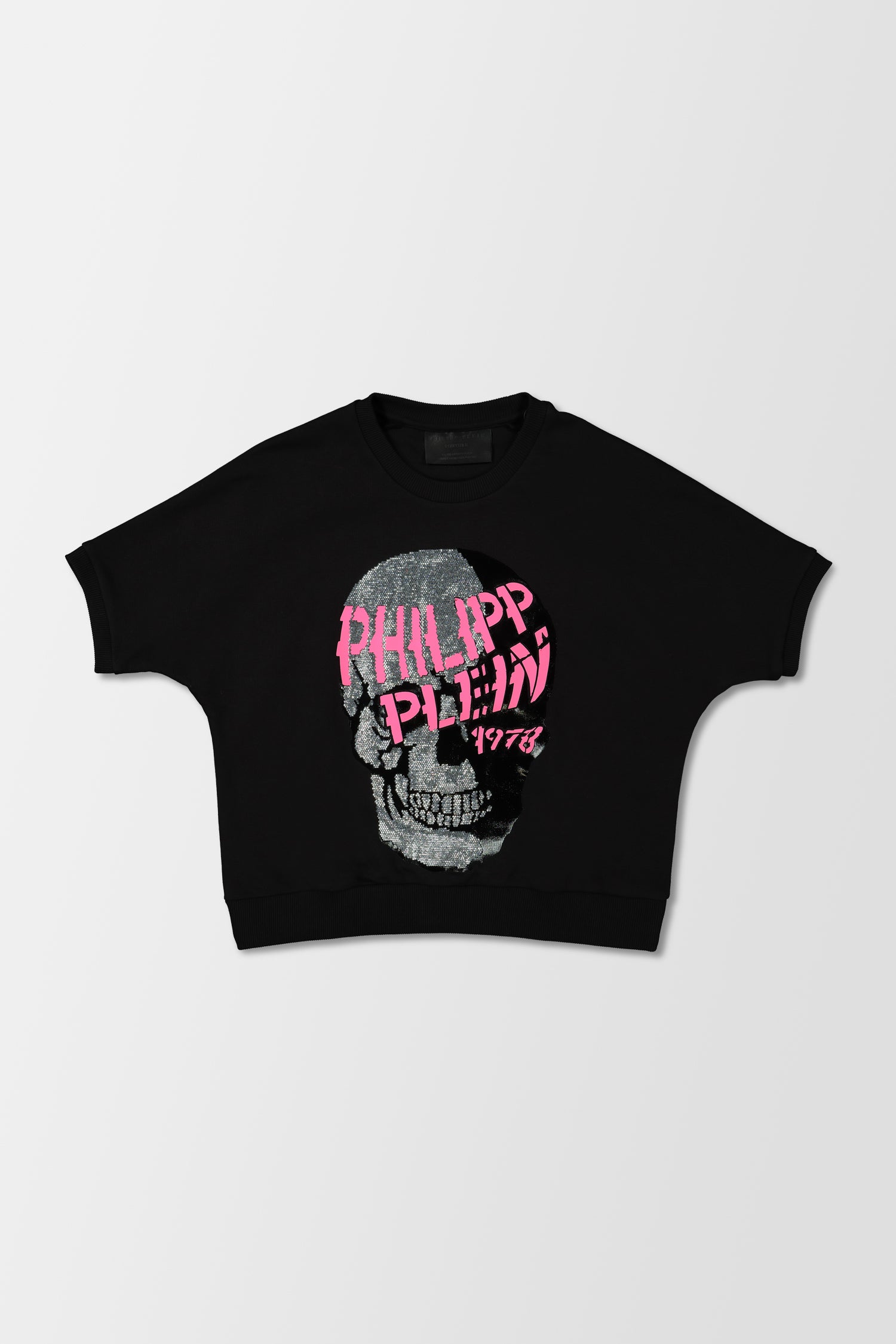 Philipp Plein Black Fuchsia SS Skull Strass Sweatshirt