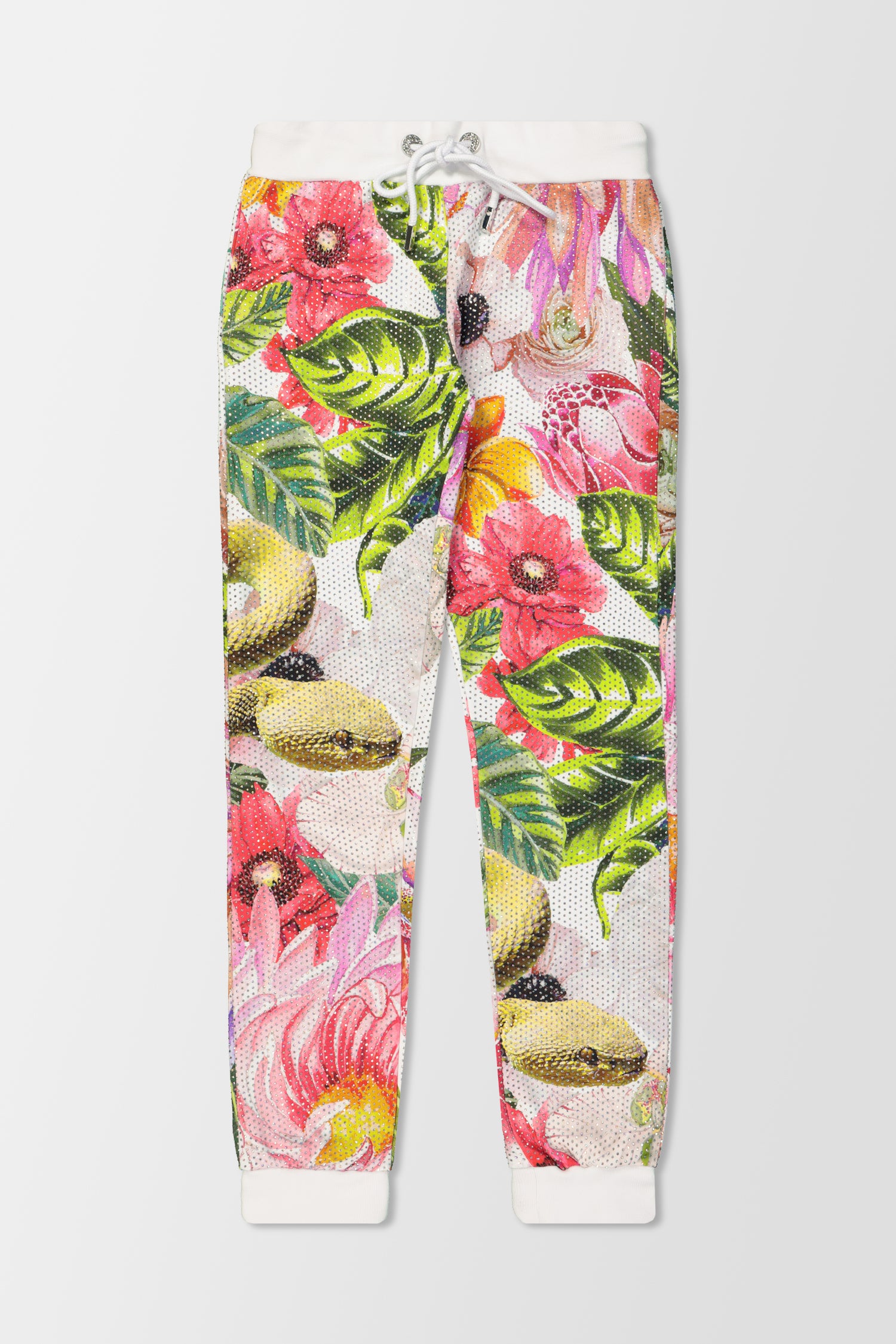 Philipp Plein White Flowers Jogging Trousers