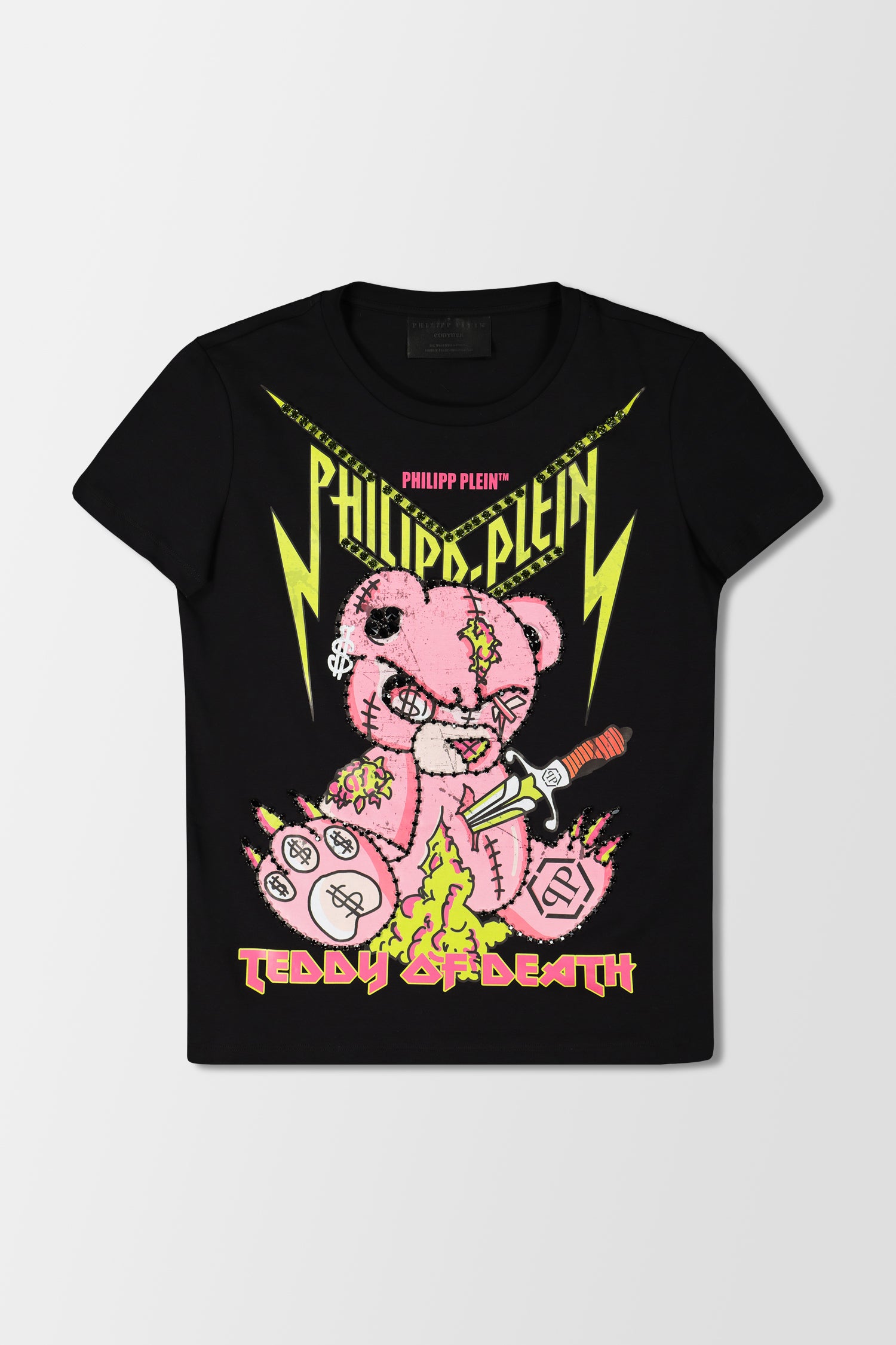 Philipp Plein Black Round Neck SS Teddy Bear T-Shirt