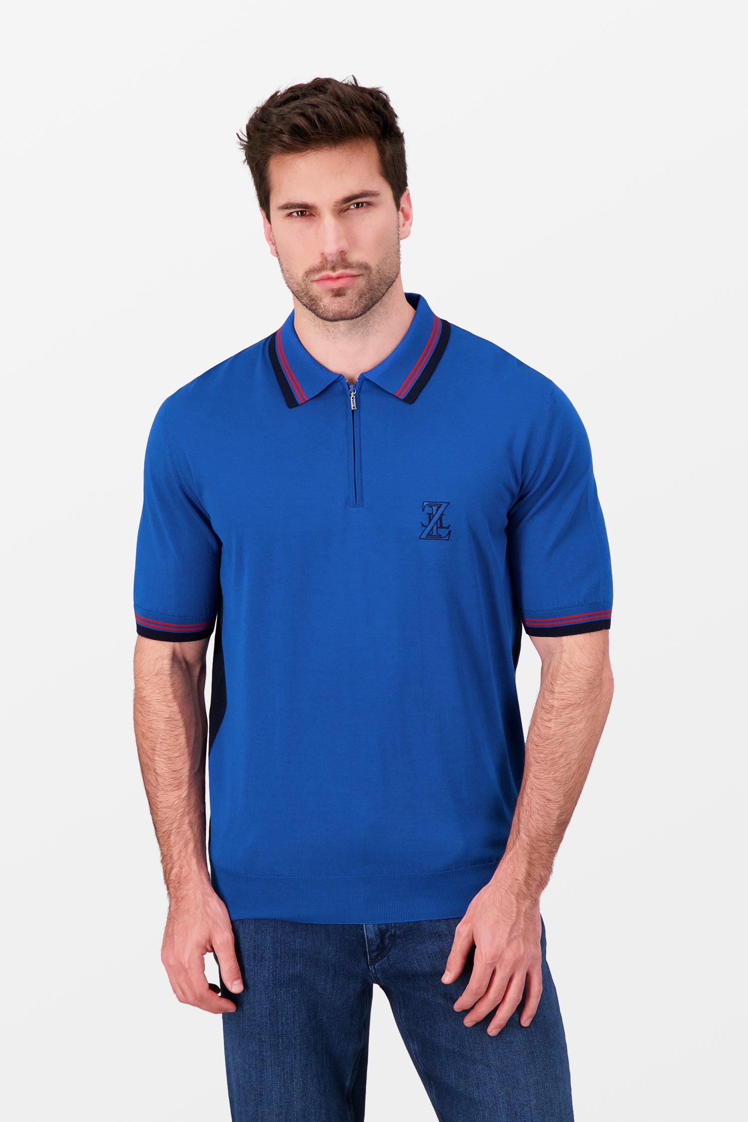 Zilli Blue Zip Polo