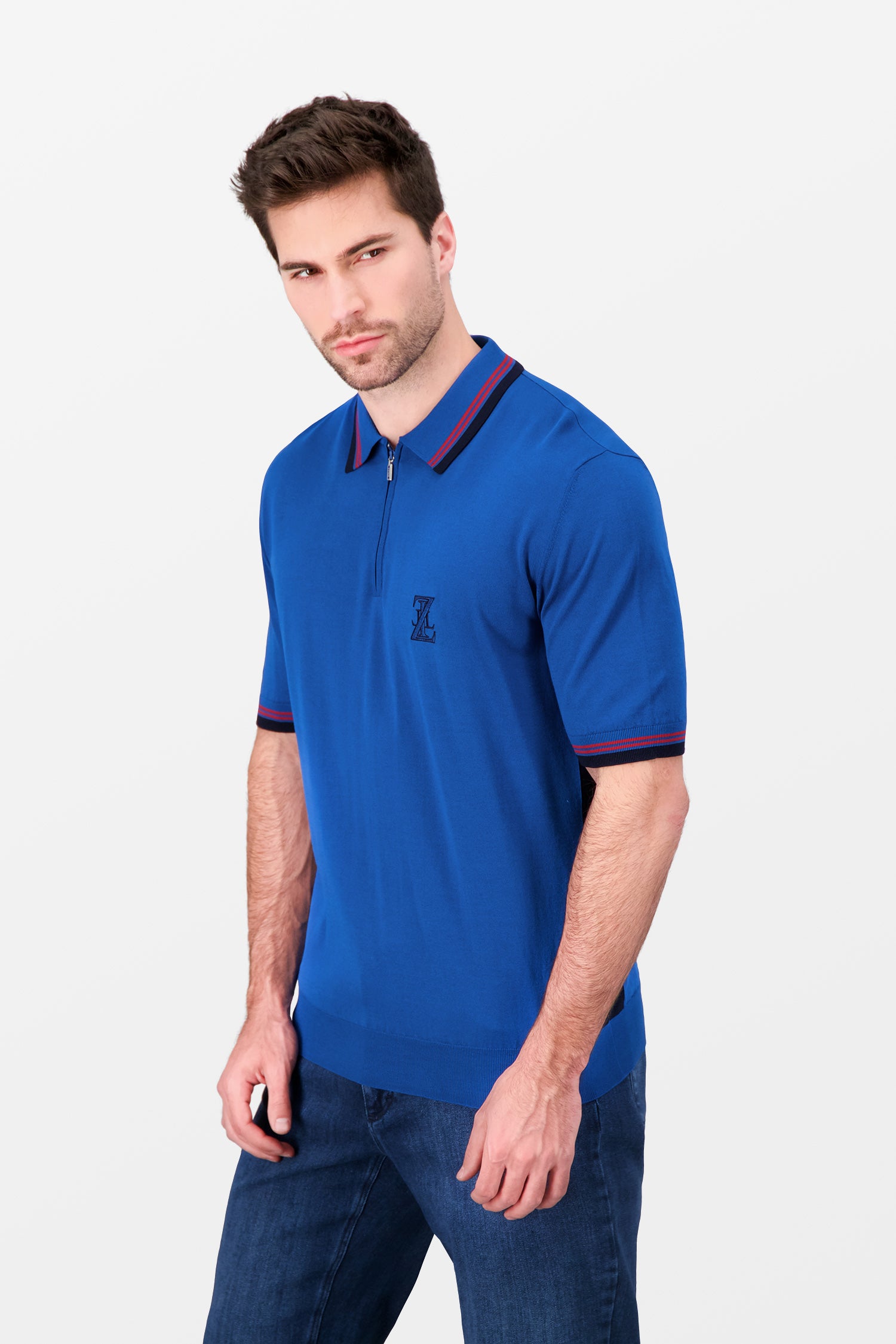 Zilli Blue Zip Polo