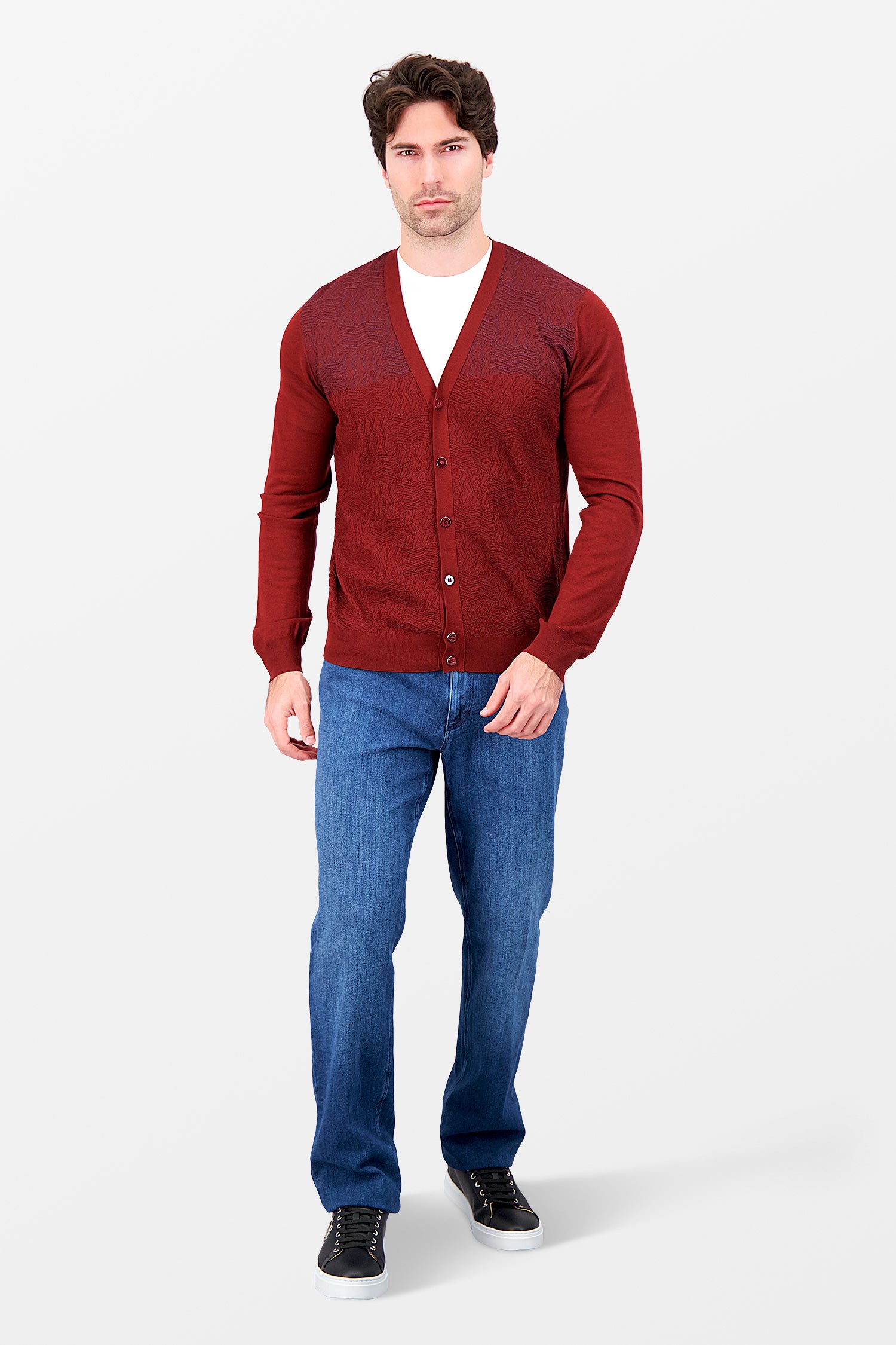 Zilli Burgundy Buttoned Cardigan