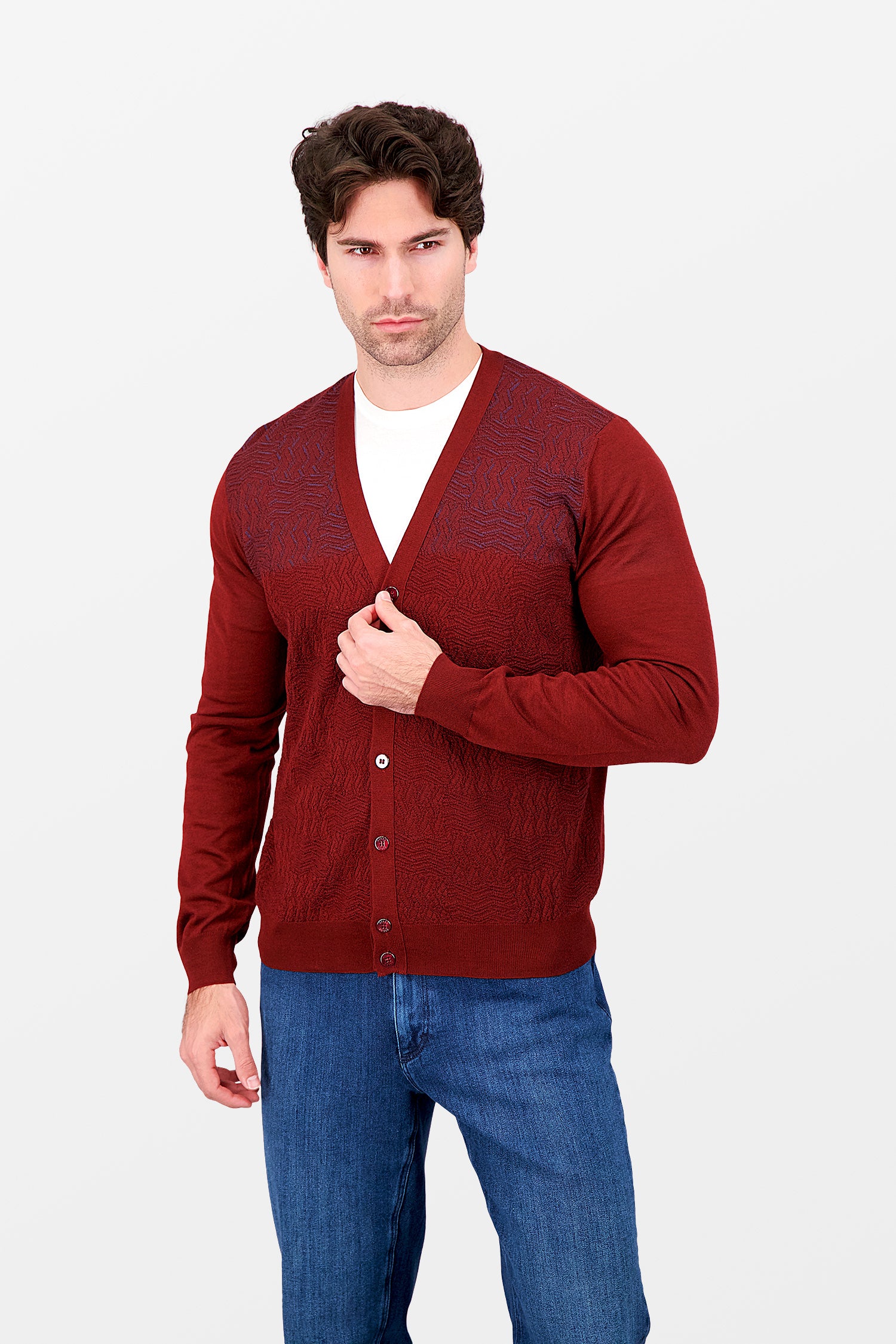 Zilli Burgundy Buttoned Cardigan