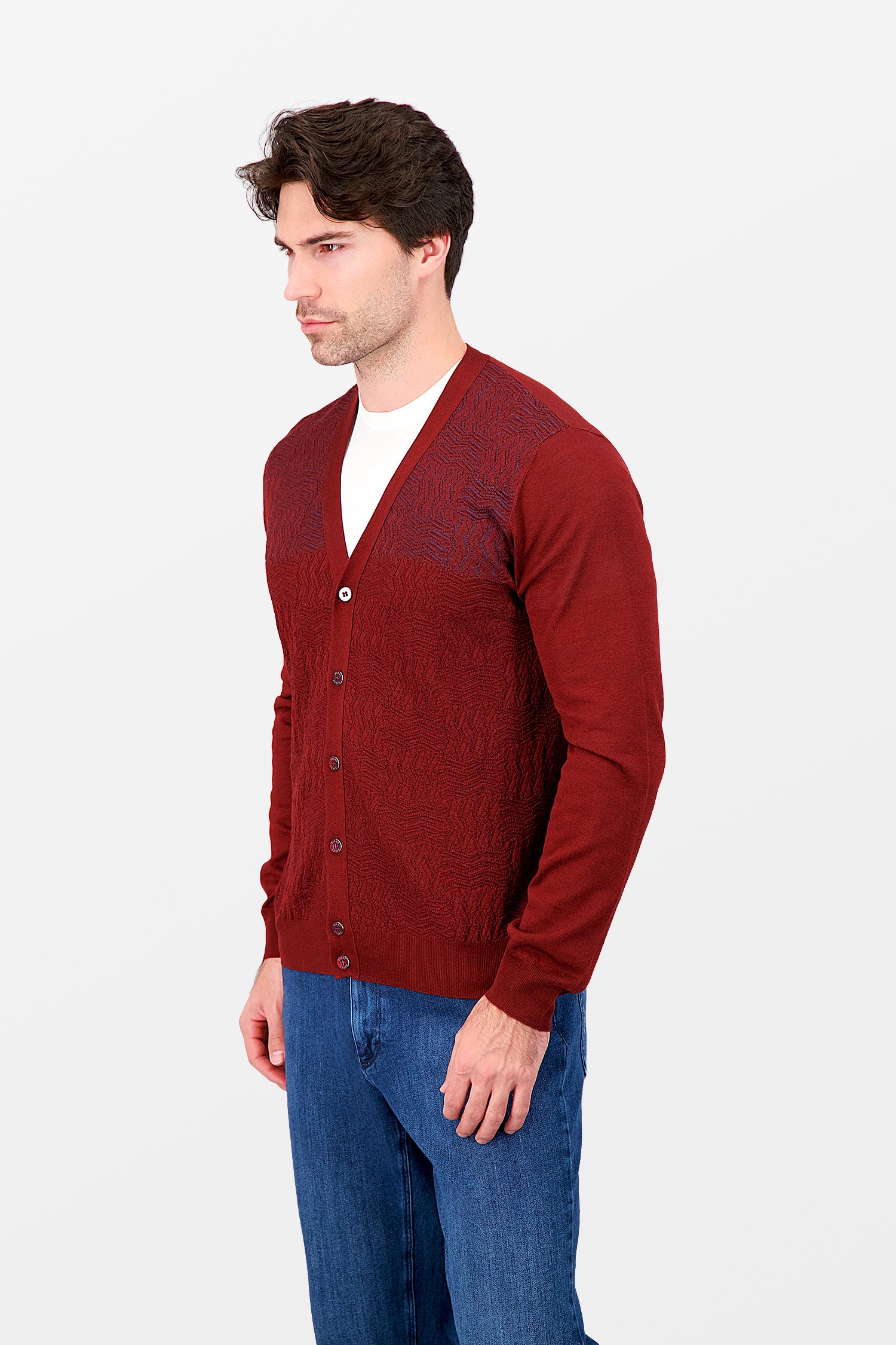 Zilli Burgundy Buttoned Cardigan