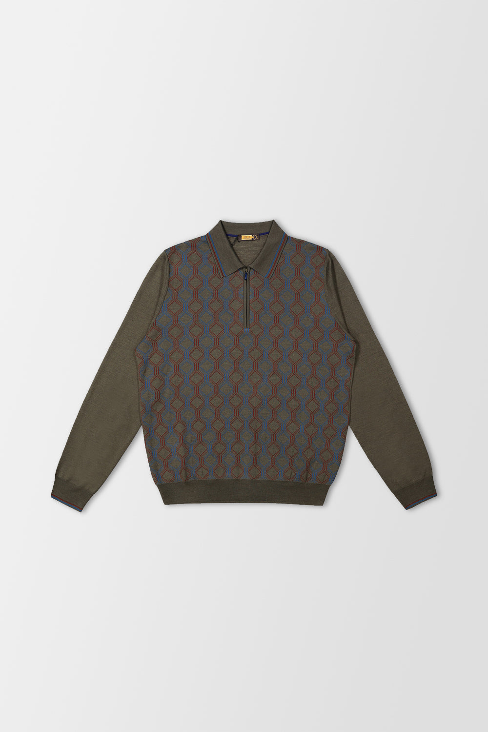 Zilli Green Long Sleeve Polo Sweater