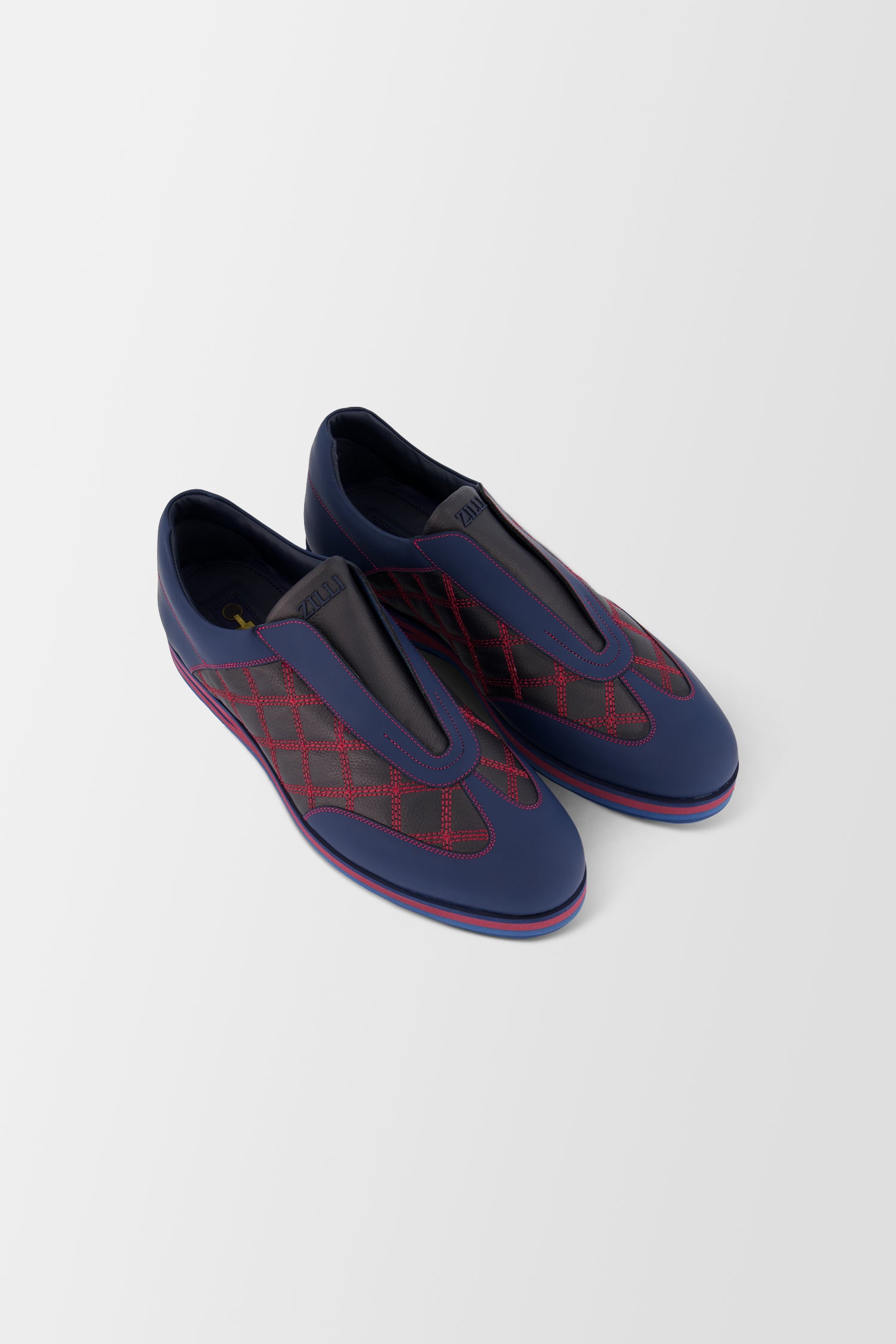 Zilli Navy/Red Imprime Pleasure Sneakers