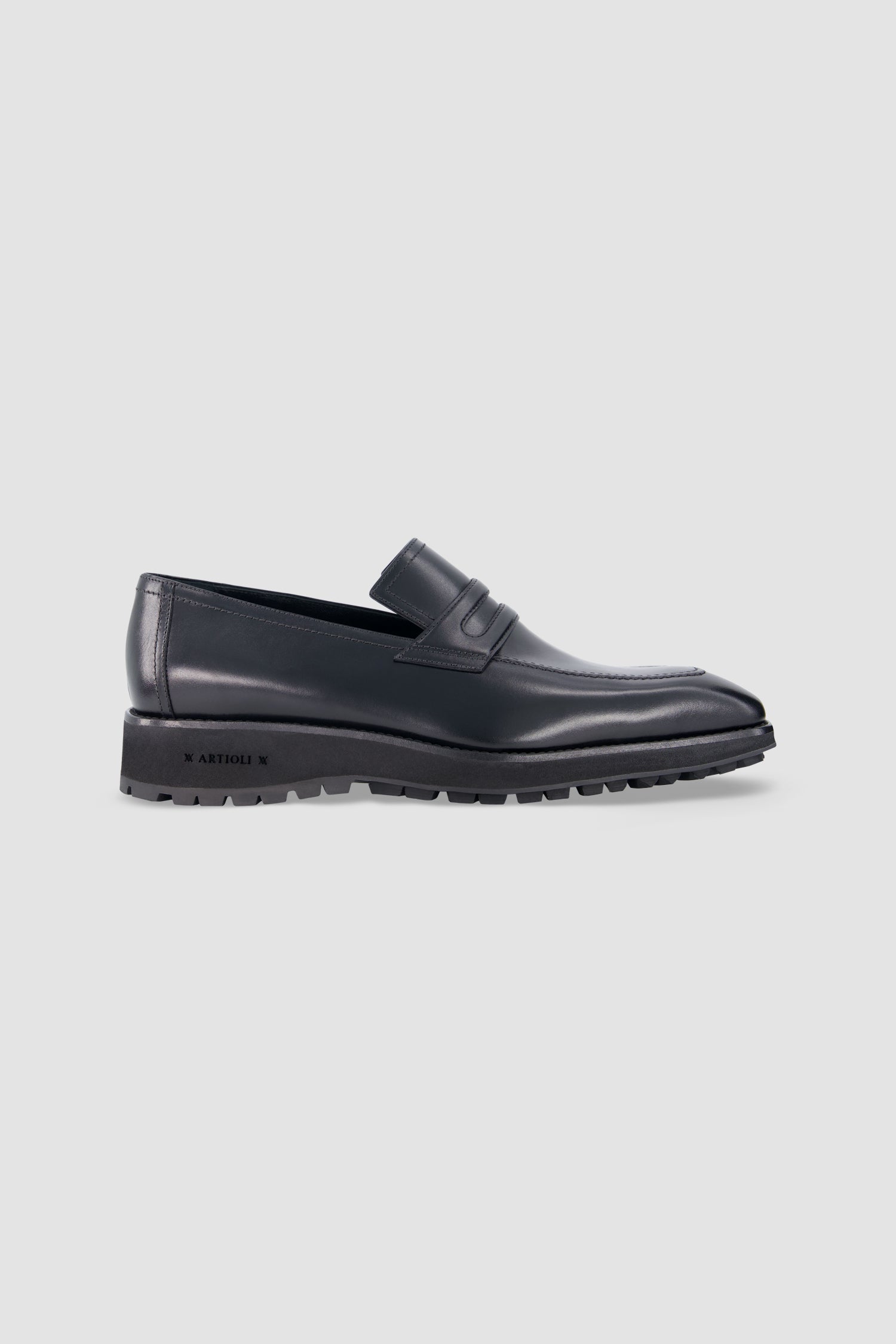 Artioli Black Leather Loafers
