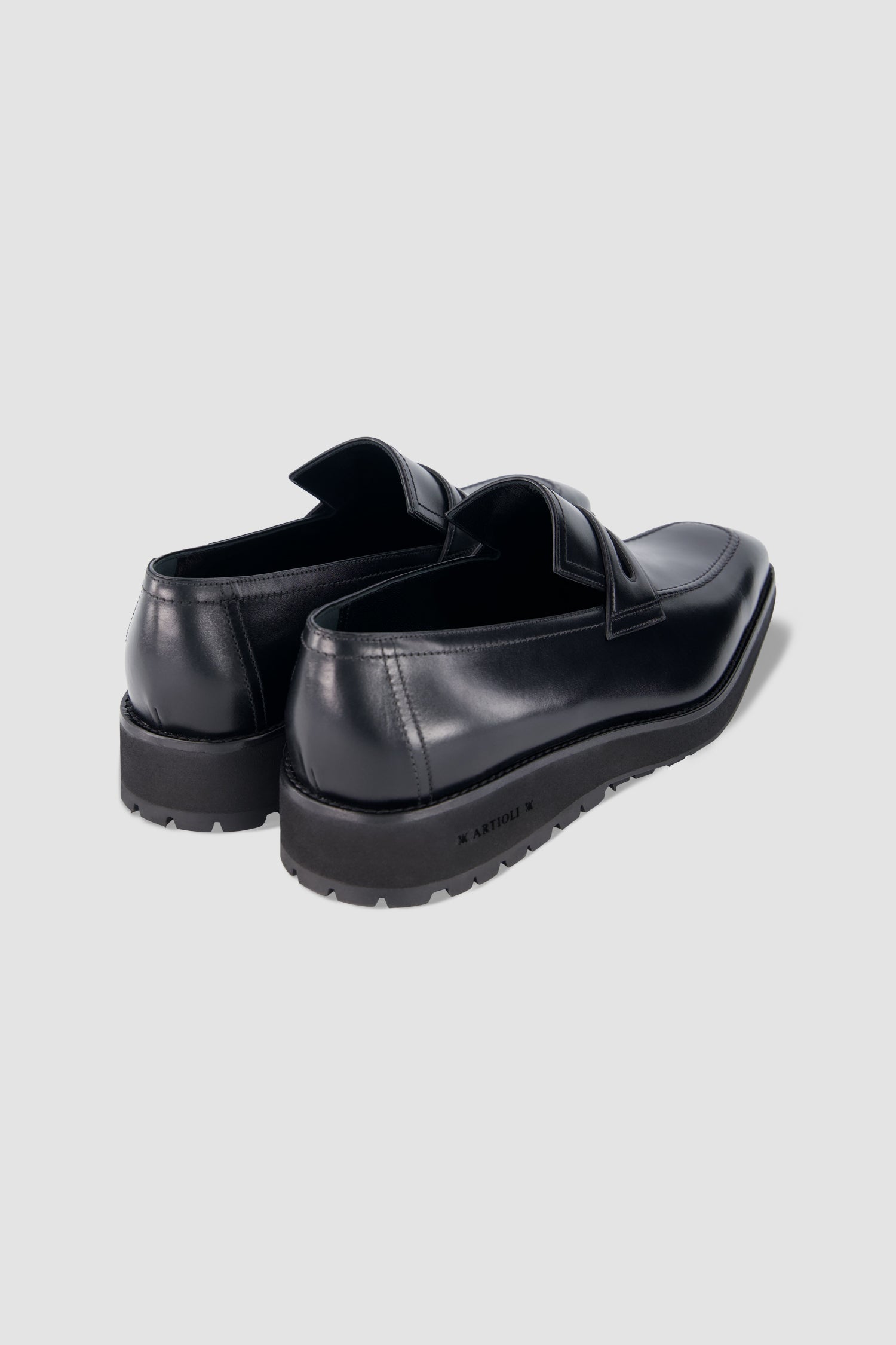Artioli Black Leather Loafers