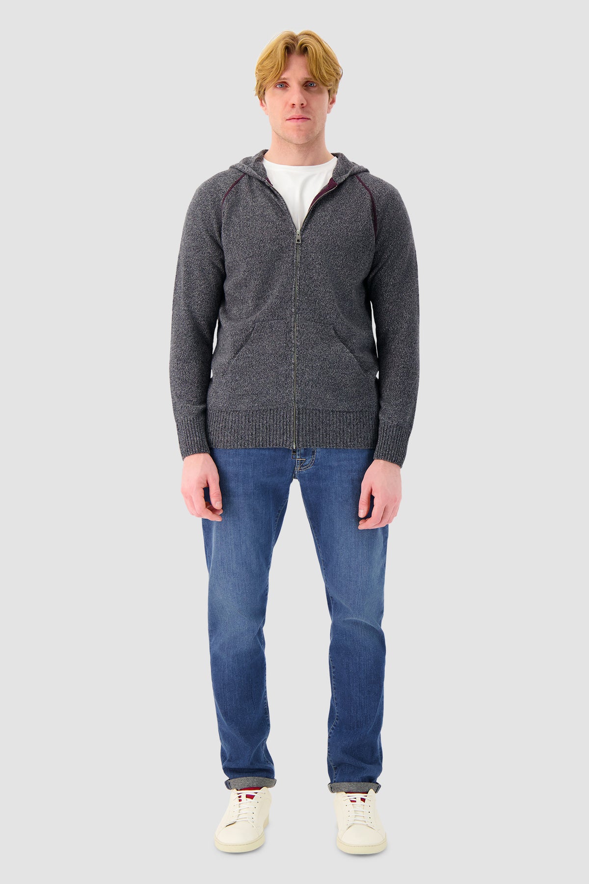 Luigi Borrelli Charcoal Knit Hoodie