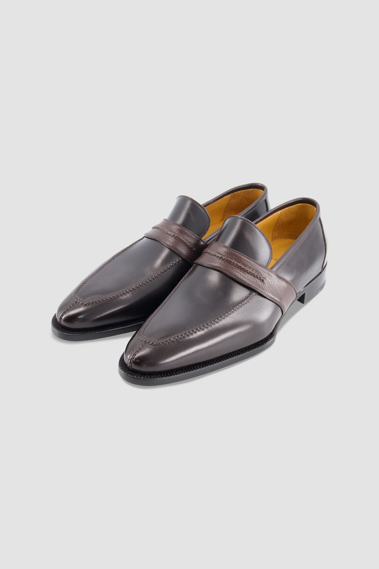 Stefano Bemer Dark Brown Two Tone Penny Loafer
