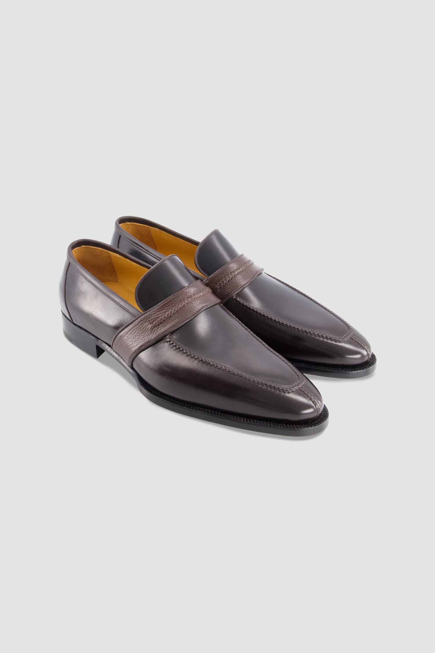 Stefano Bemer Dark Brown Two Tone Penny Loafer