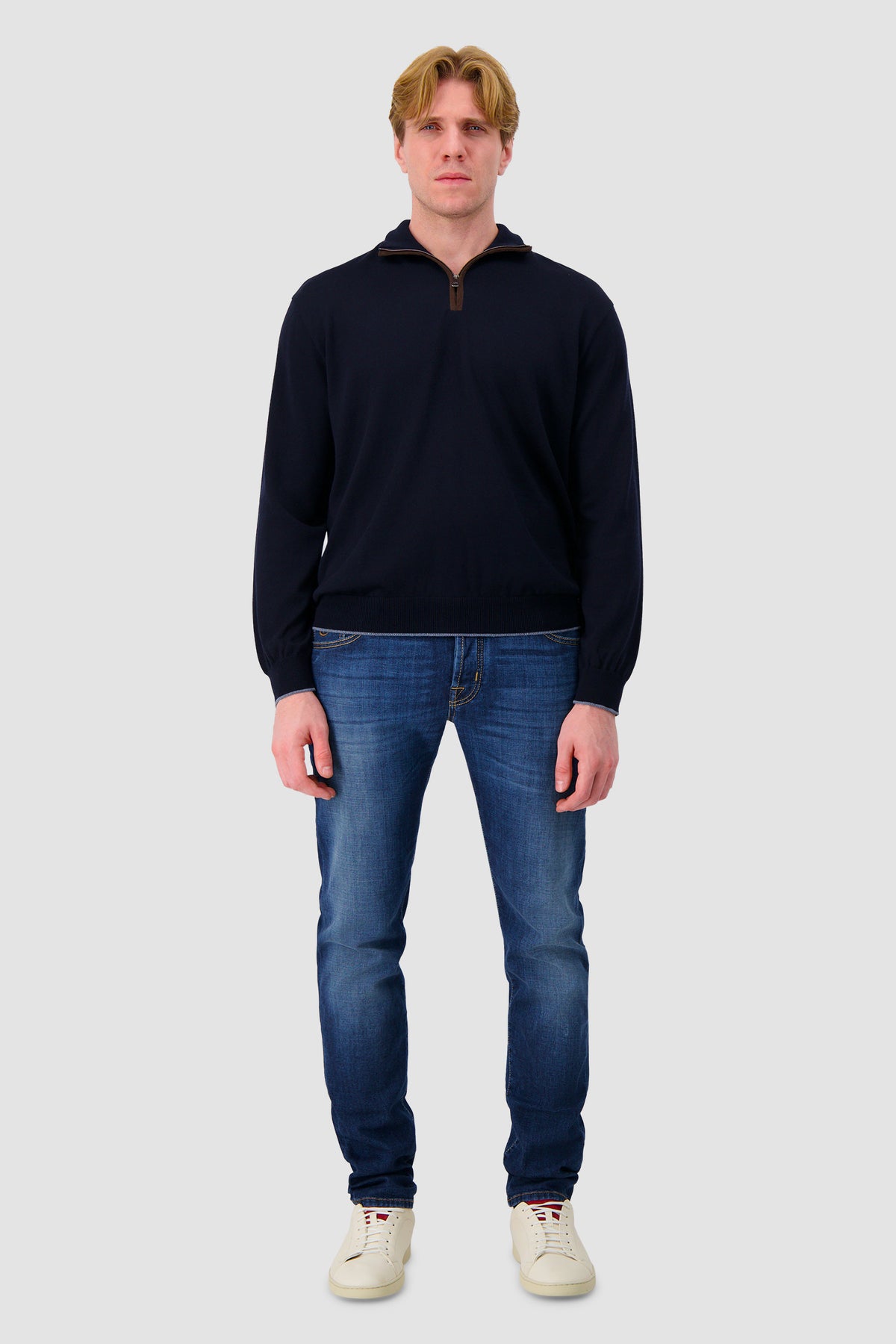 Paul & Shark Navy Quarter-Zip Knit Sweater