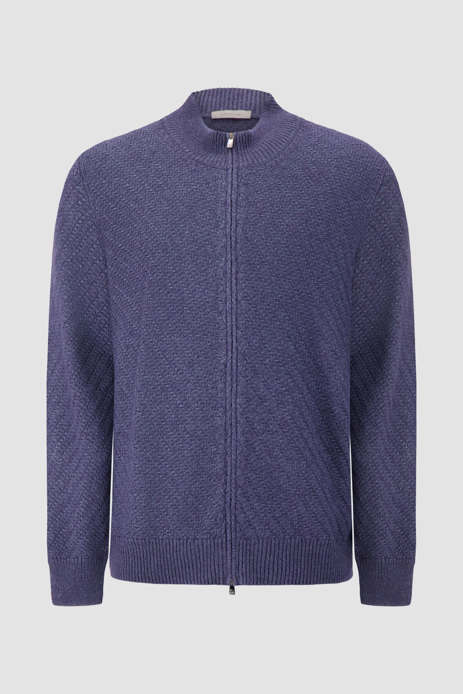Corneliani Navy Alpaca Silk Zip Sweater