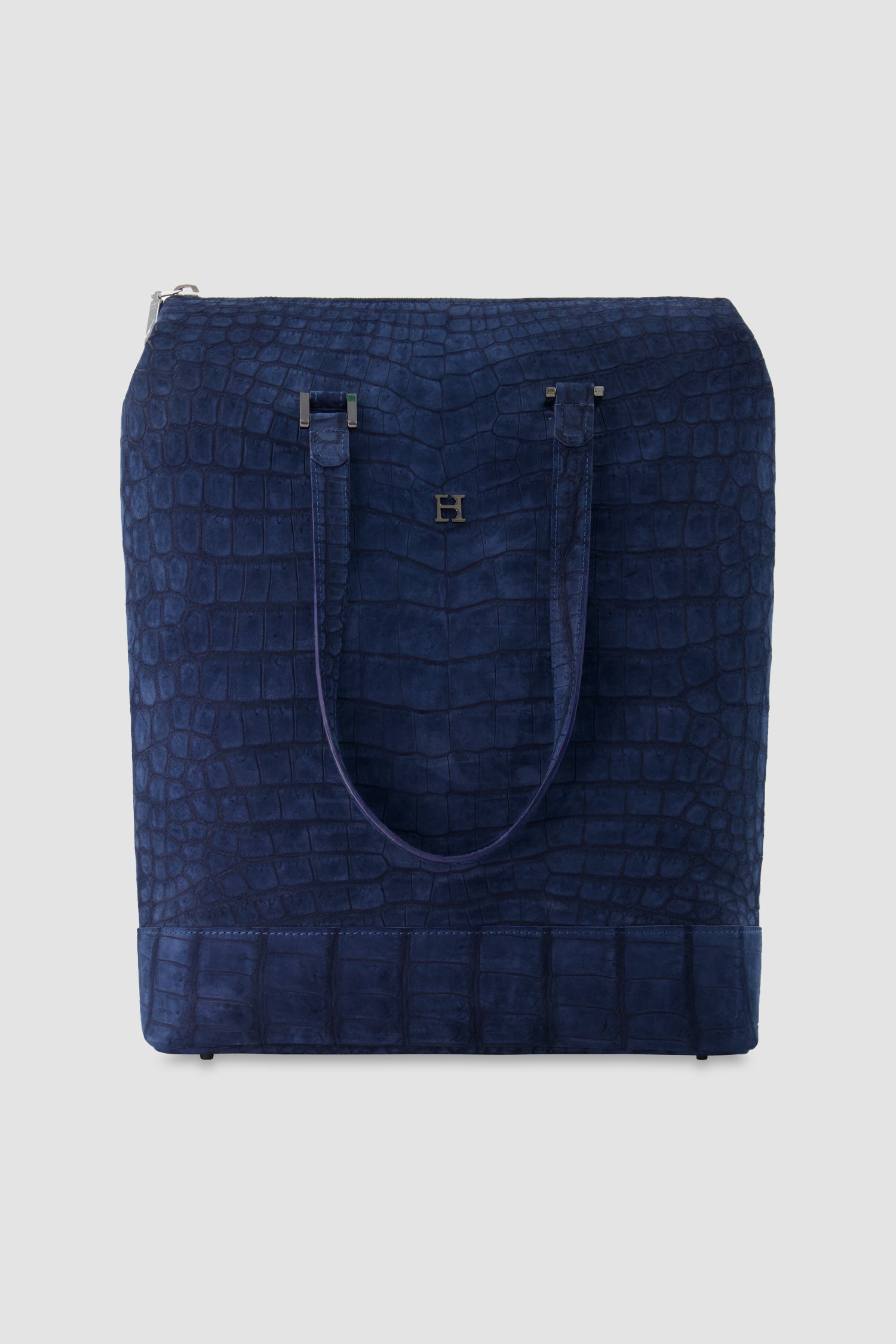 Hettabretz Navy Shaved Croc Tote Bag