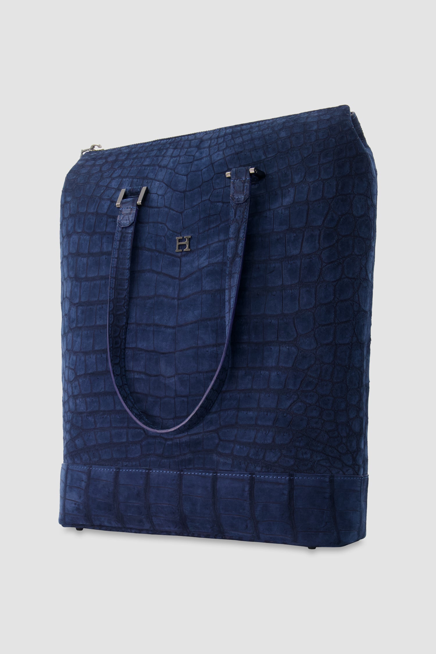 Hettabretz Navy Shaved Croc Tote Bag