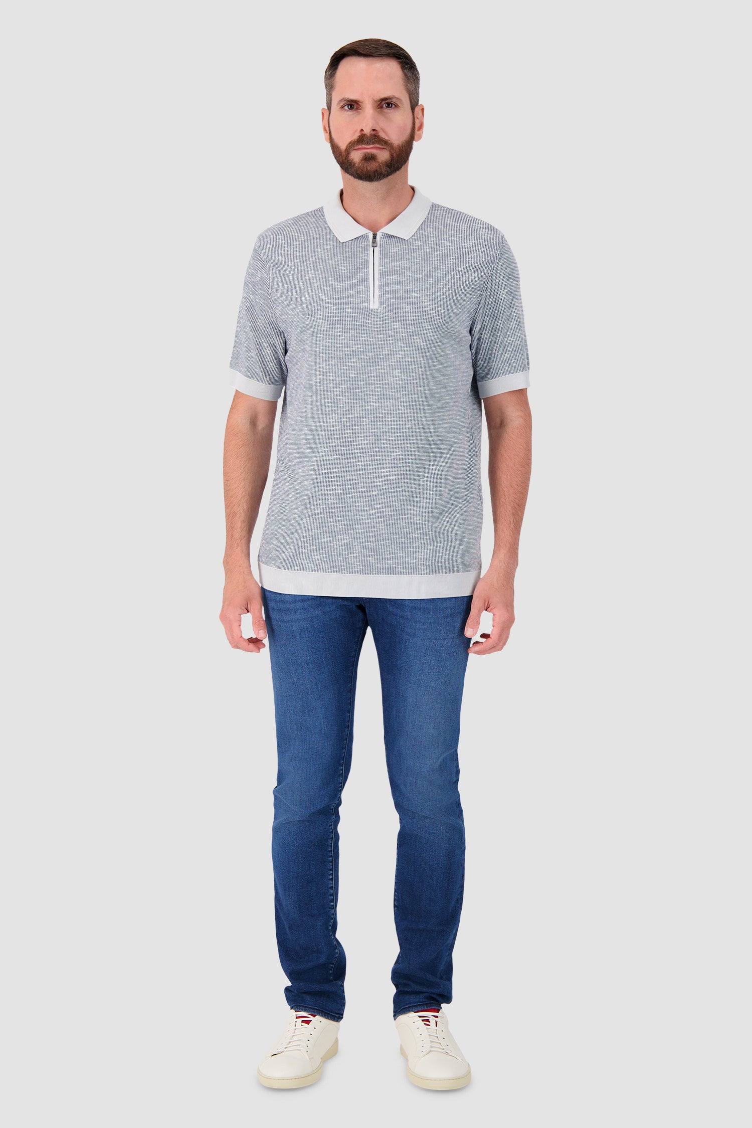 Corneliani Grey Zip Polo