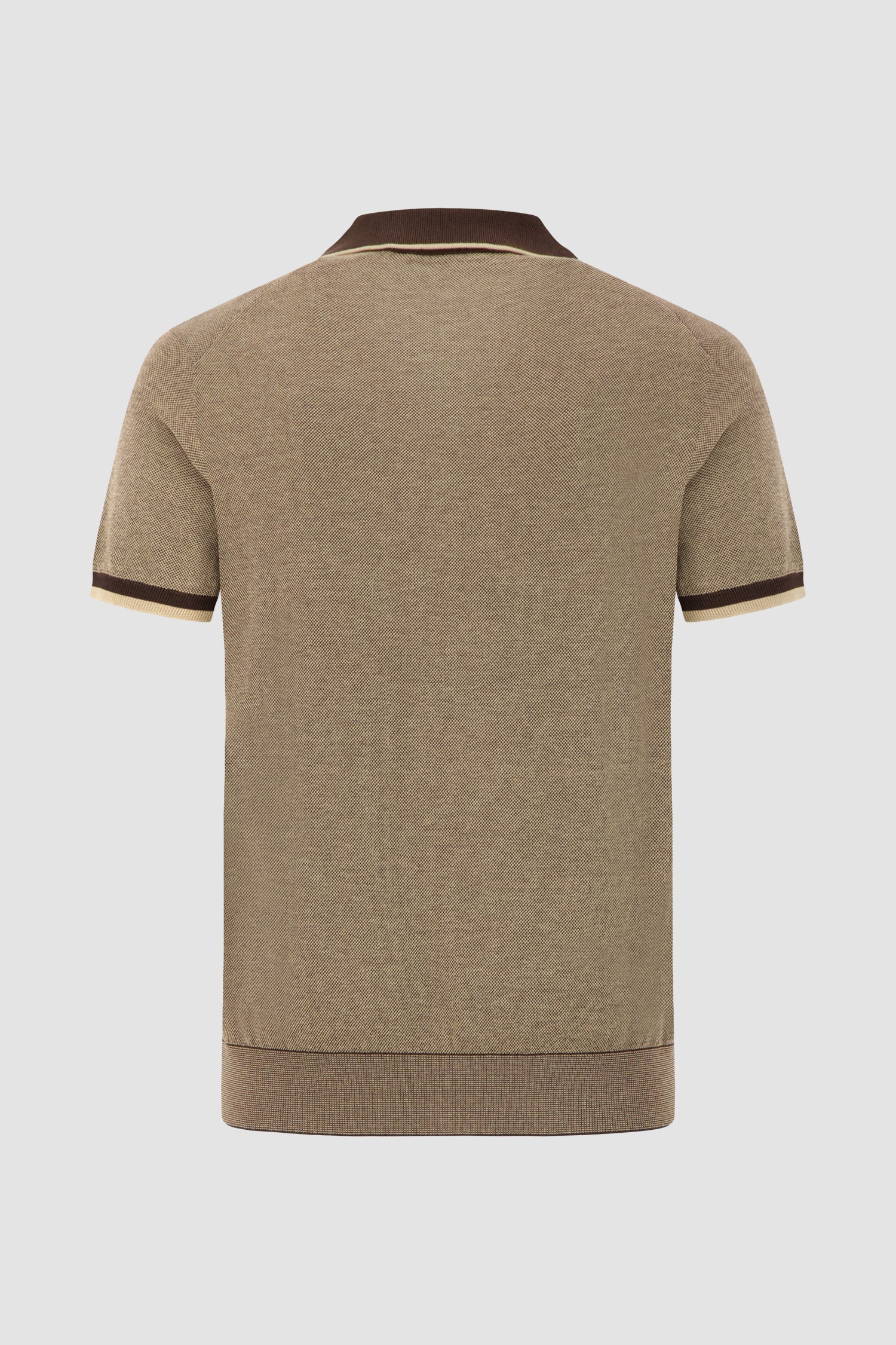 Polo zippé en cachemire vert armée Pashmere avec détail en maille ajourée