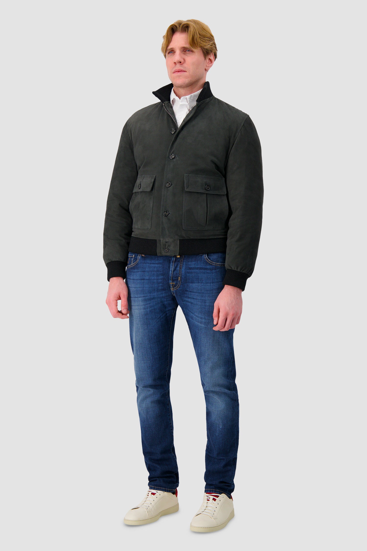 Valstar Grey Suede Padded Utility Bomber Jacket