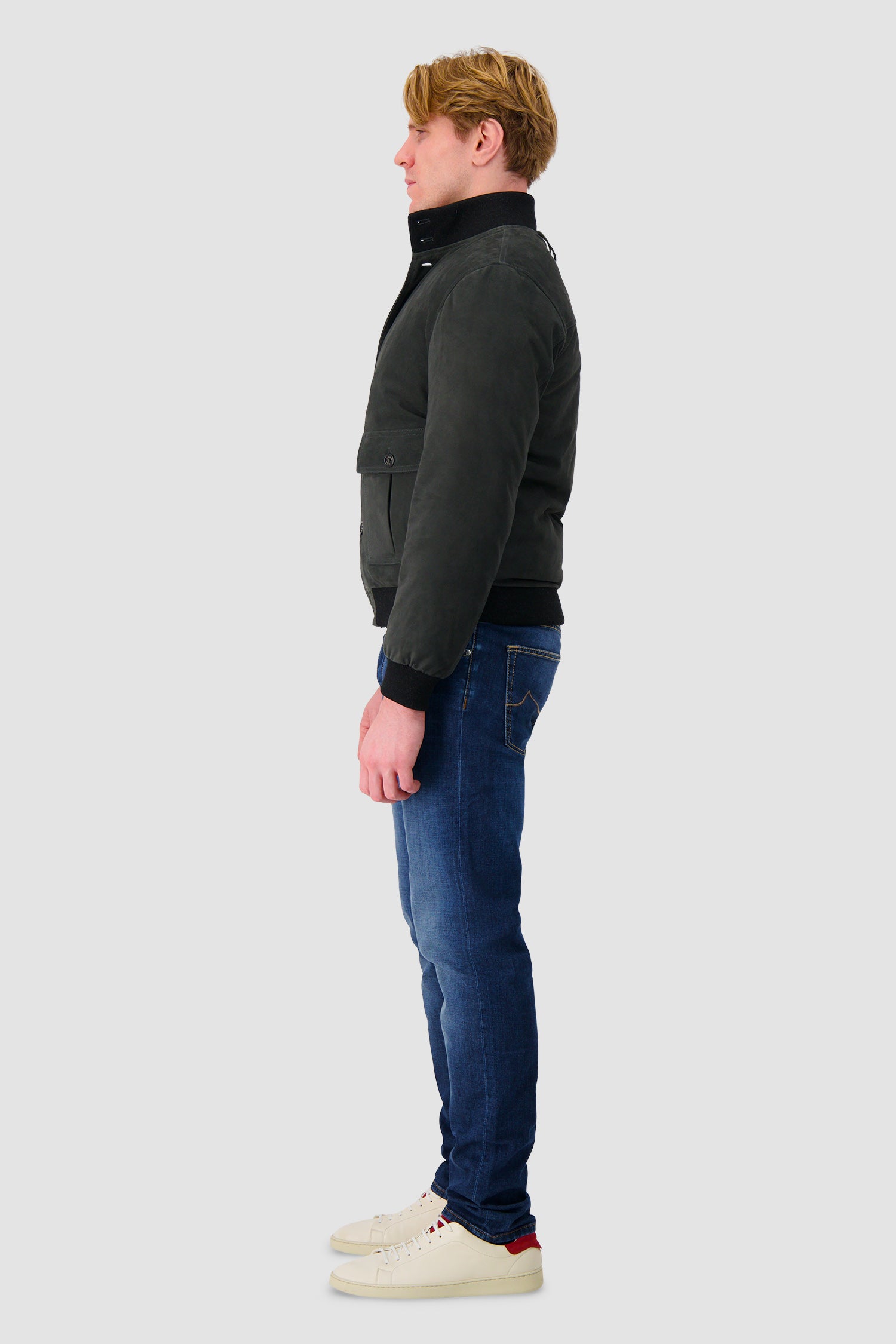 Valstar Grey Suede Padded Utility Bomber Jacket