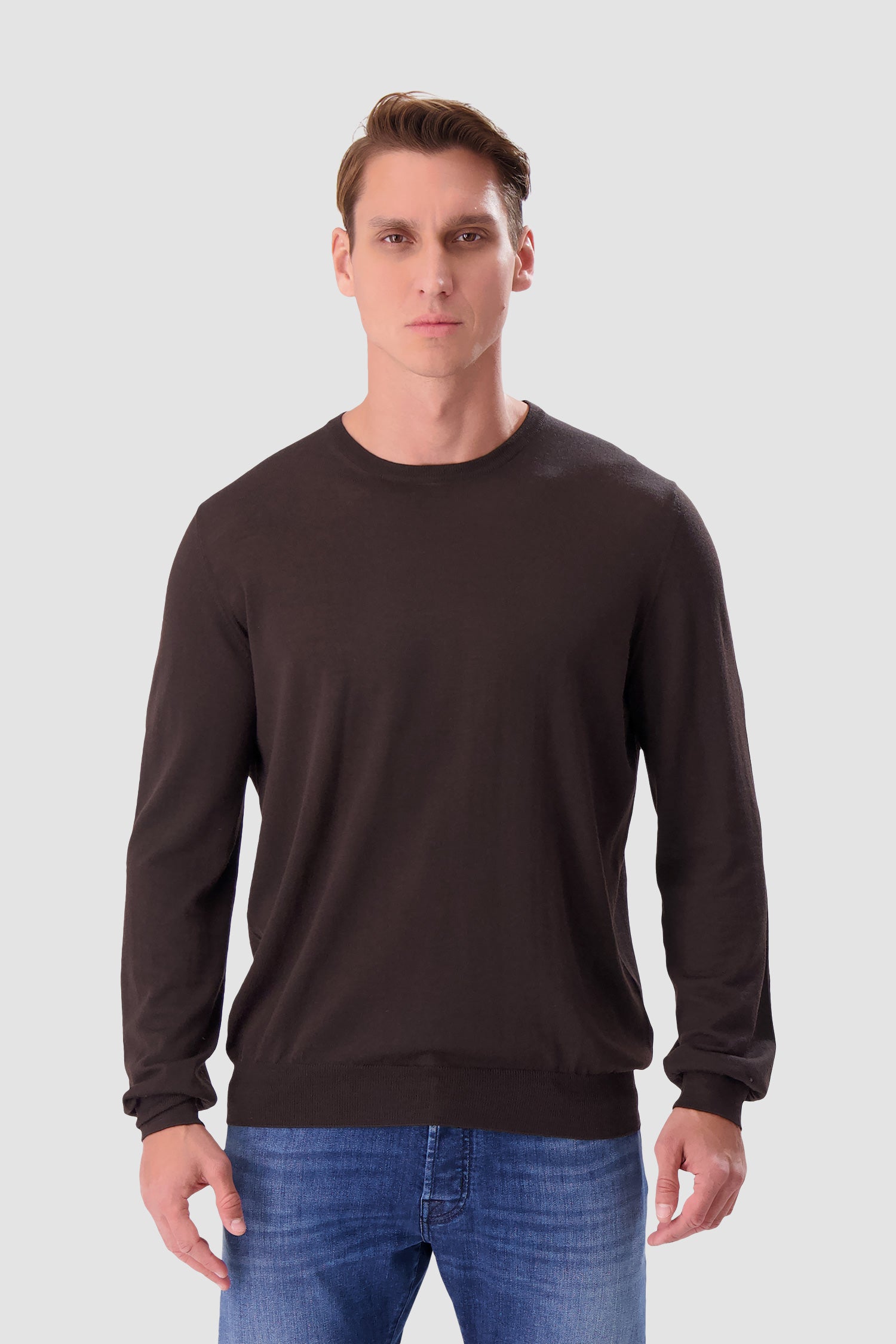 Barba Napoli Dark Brown Round Neck Paricollo Sweater