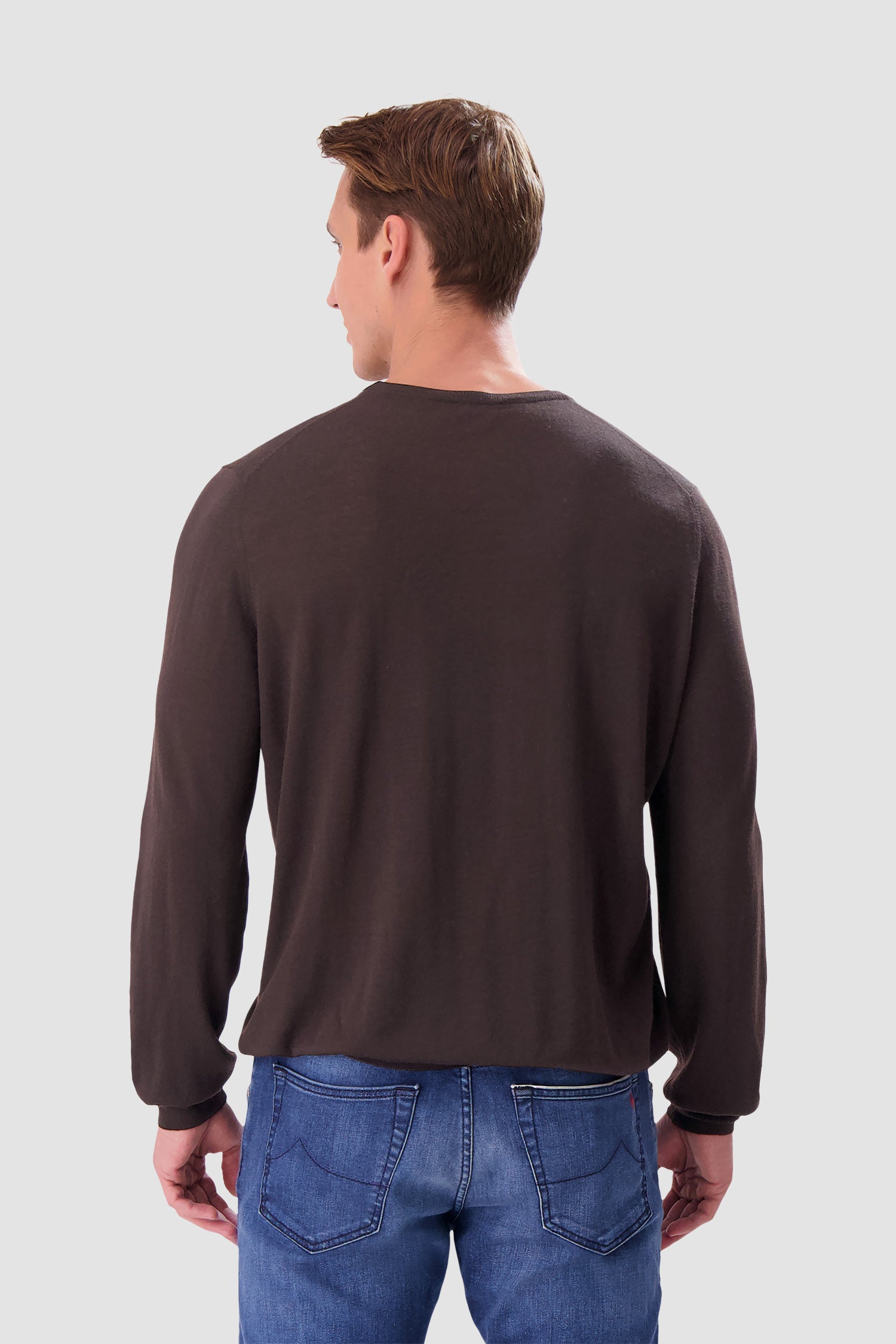 Barba Napoli Dark Brown Round Neck Paricollo Sweater