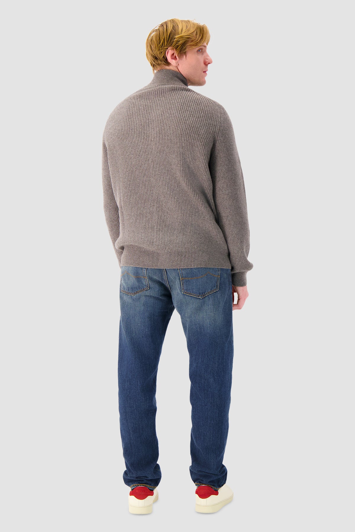 Mandelli Light Brown Cashmere Zip Sweater