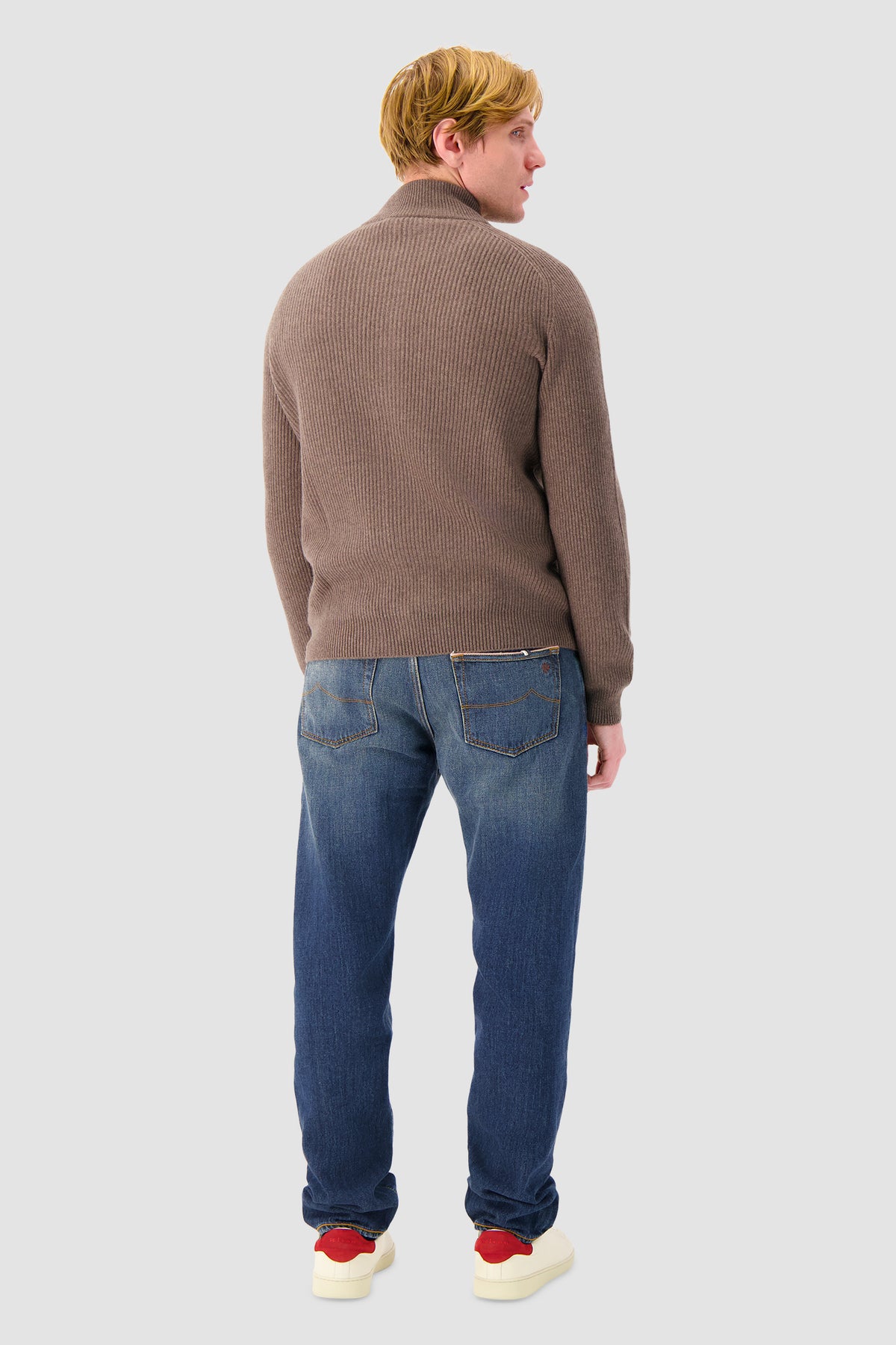 Mandelli Brown Cashmere Zip Sweater